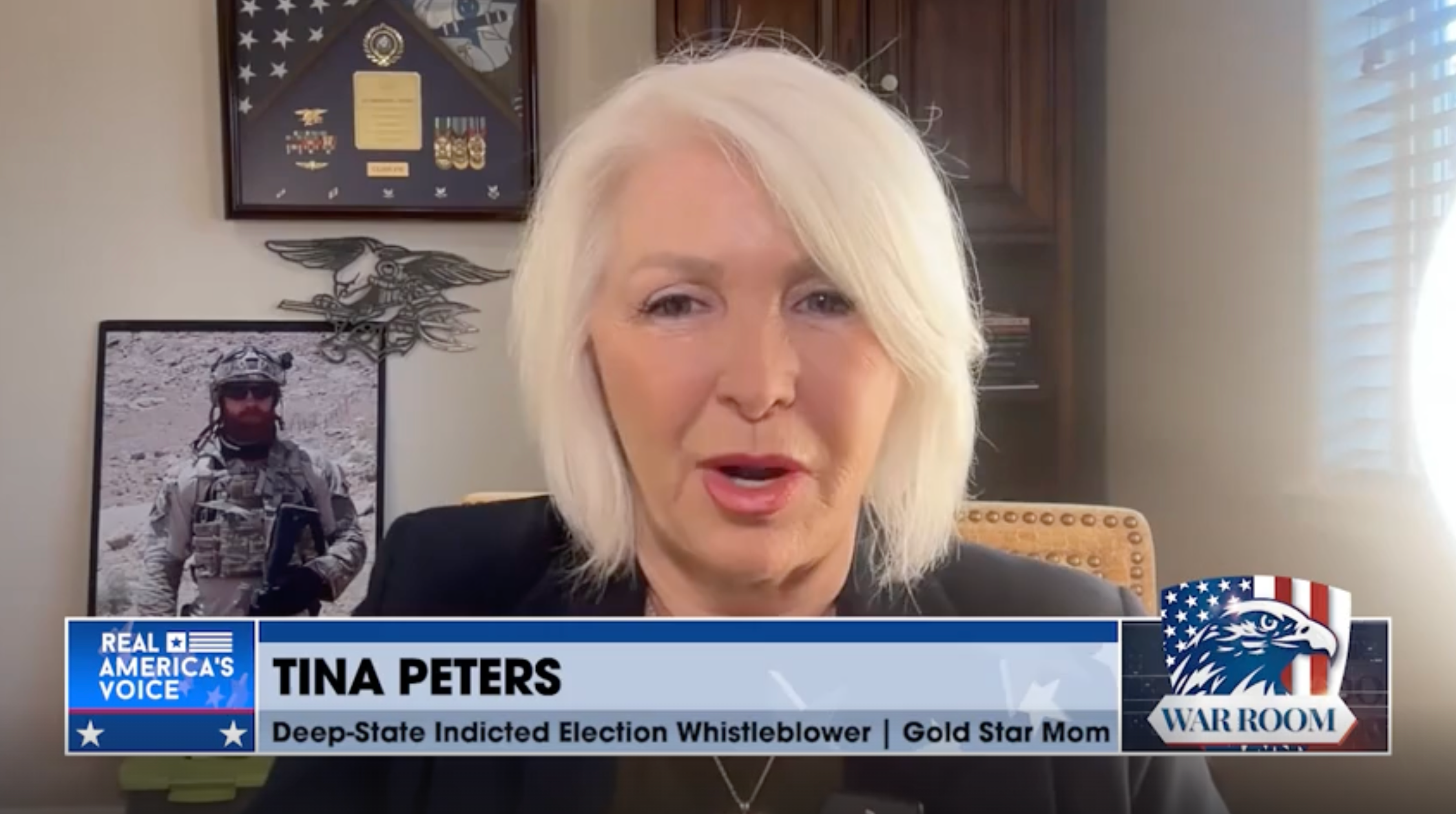 Tina Peters appeared on Steve Bannon’s War Room on Tuesday, shortly after being convicted of election tampering