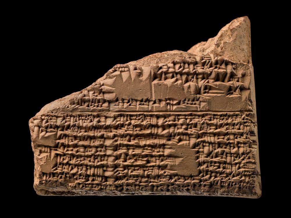 Clay cuneiform tablet with lunar eclipse table for 731-317 BC