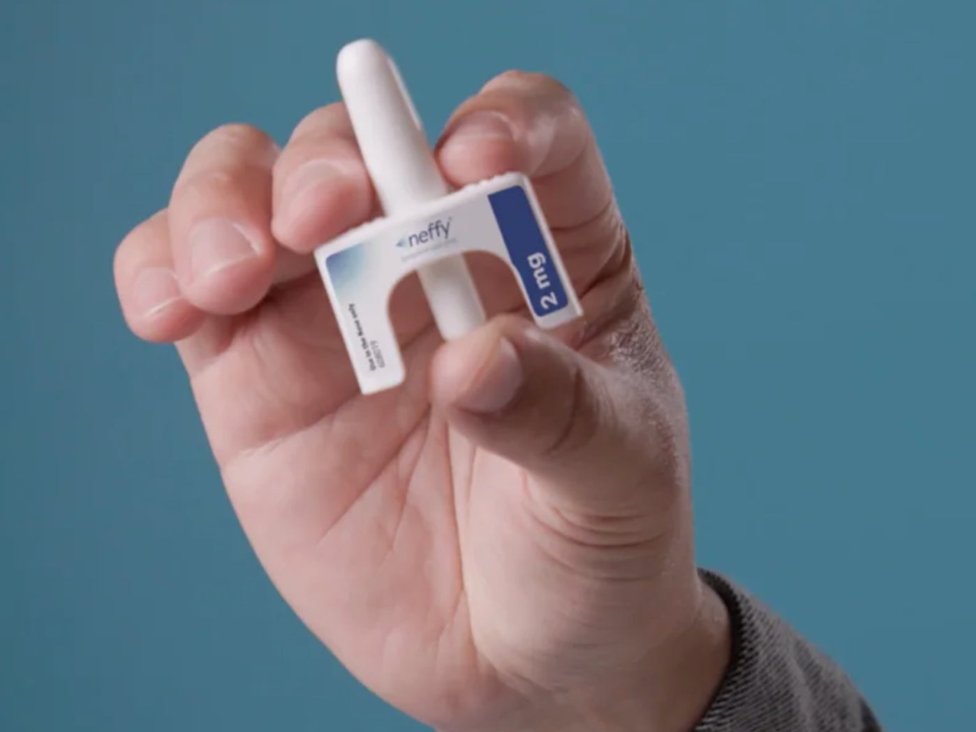 The FDA approved Neffy, the first nasal epinephrine drug for treating severe allergies, pictured here in a screenshot from a company video (ARS Pharmaceuticals)