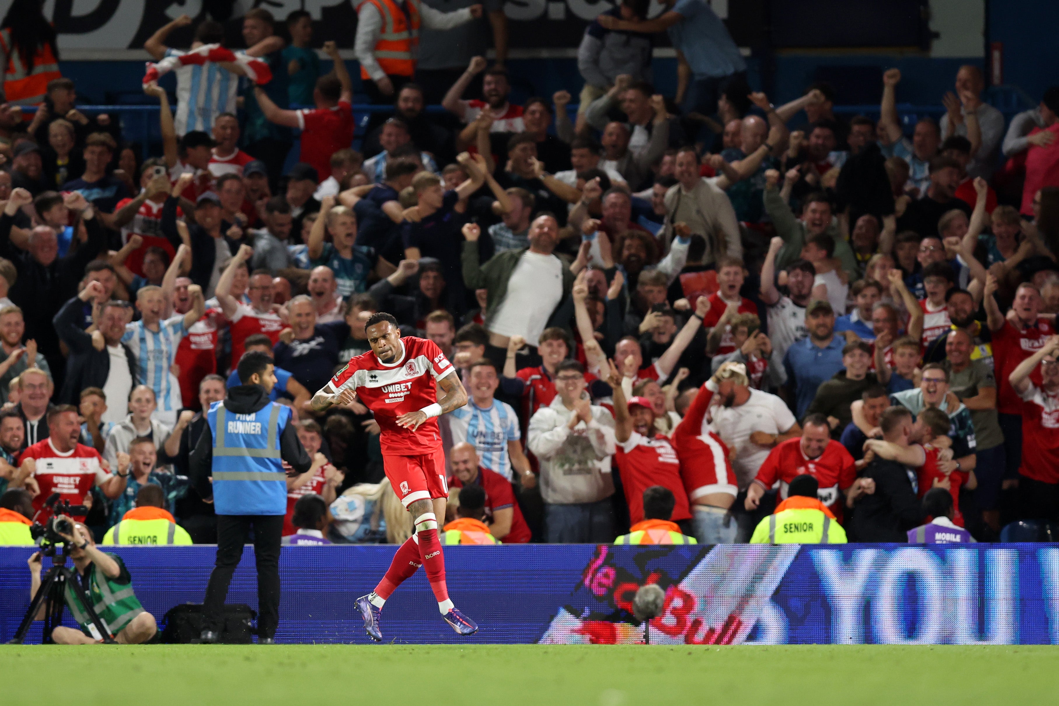 Delano Burgzorg of Middlesbrough celebrates scoring