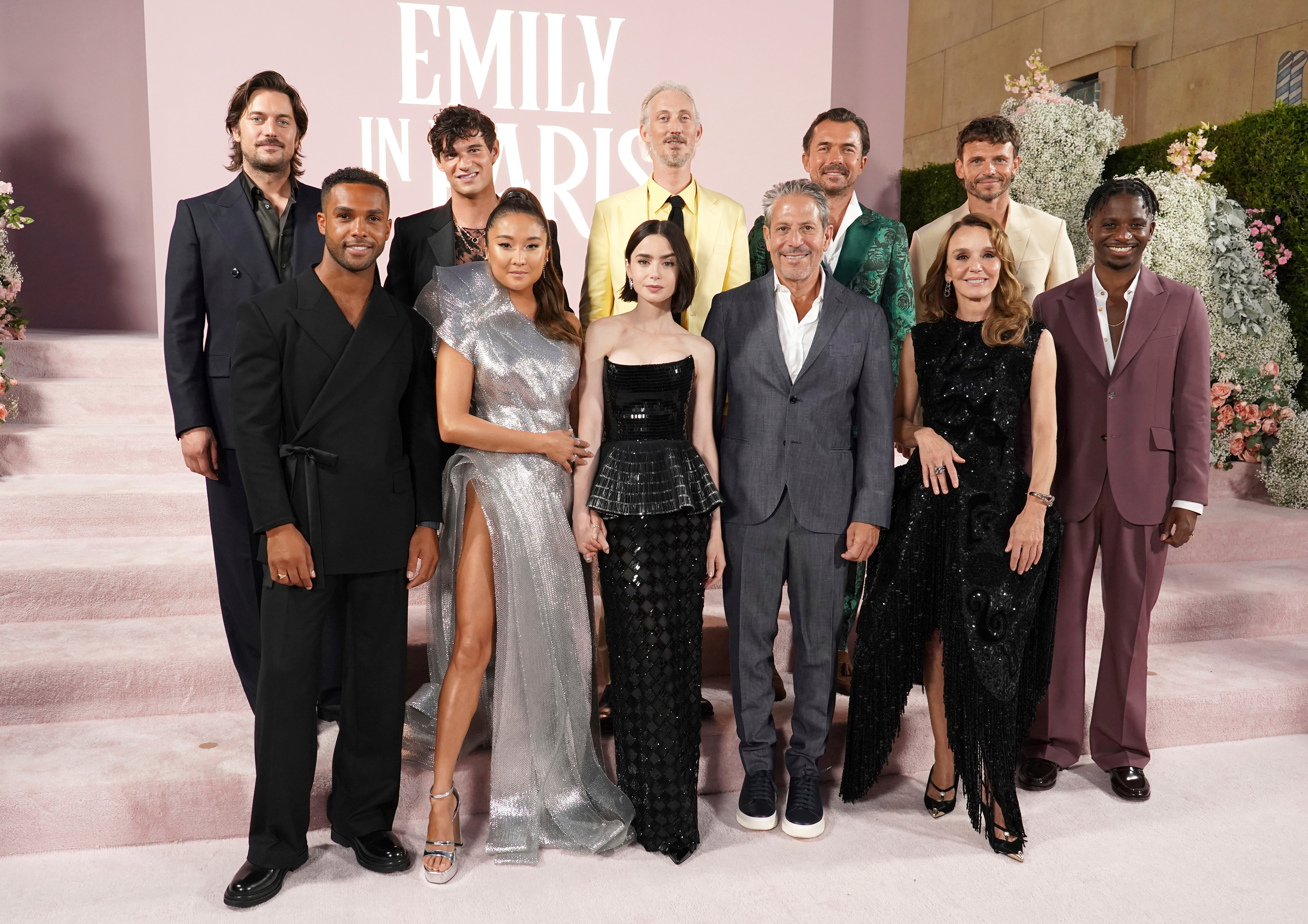 The cast of Emily in Paris at the LA premiere of season four