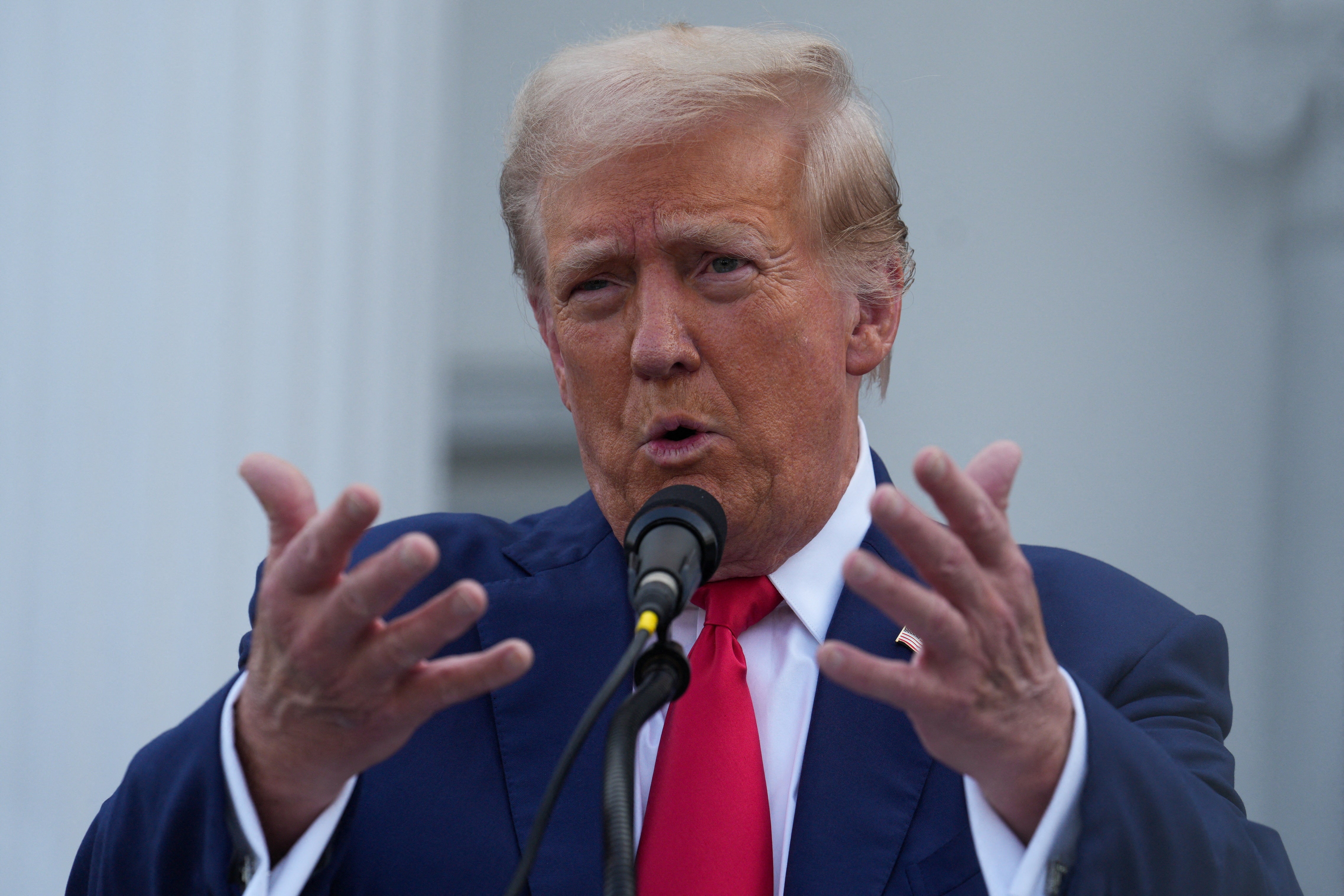 Donald Trump speaks at his press conference at Trump National Golf Club in Bedminster, New Jersey