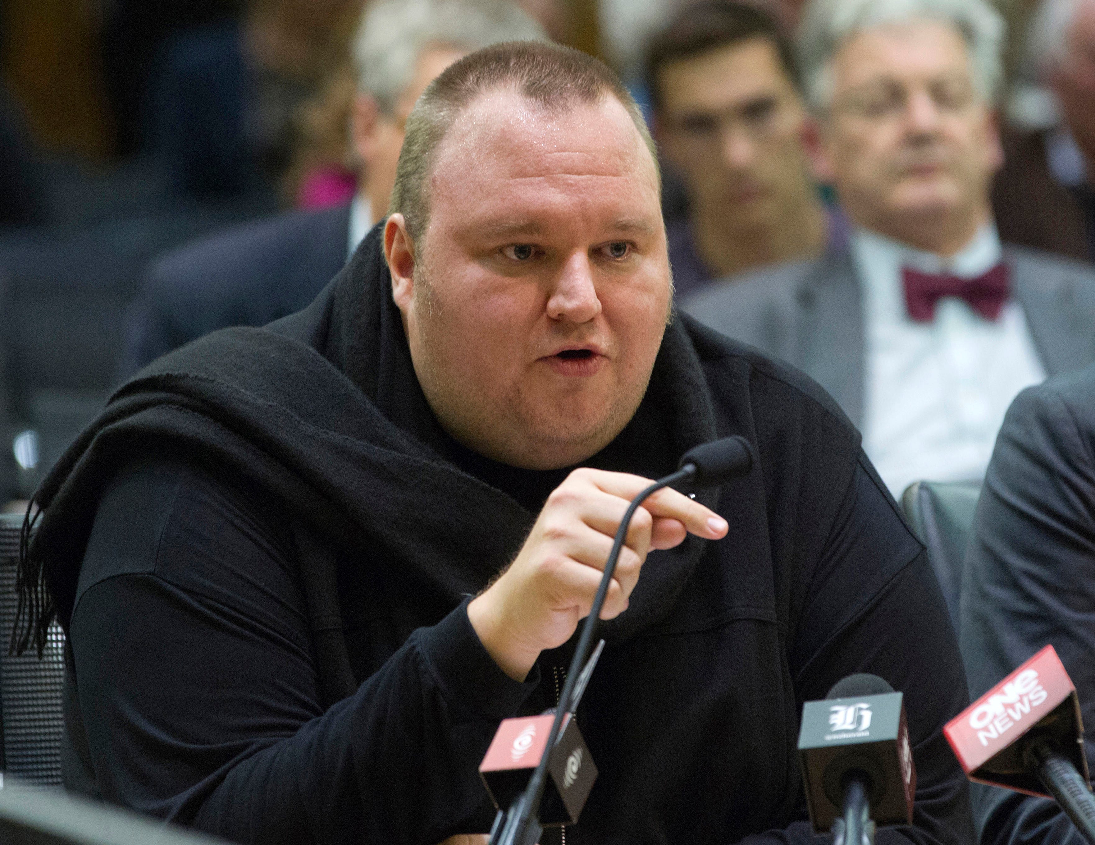 File Internet entrepreneur Kim Dotcom speaks during the Intelligence and Security select committee hearing at Parliament in 2013