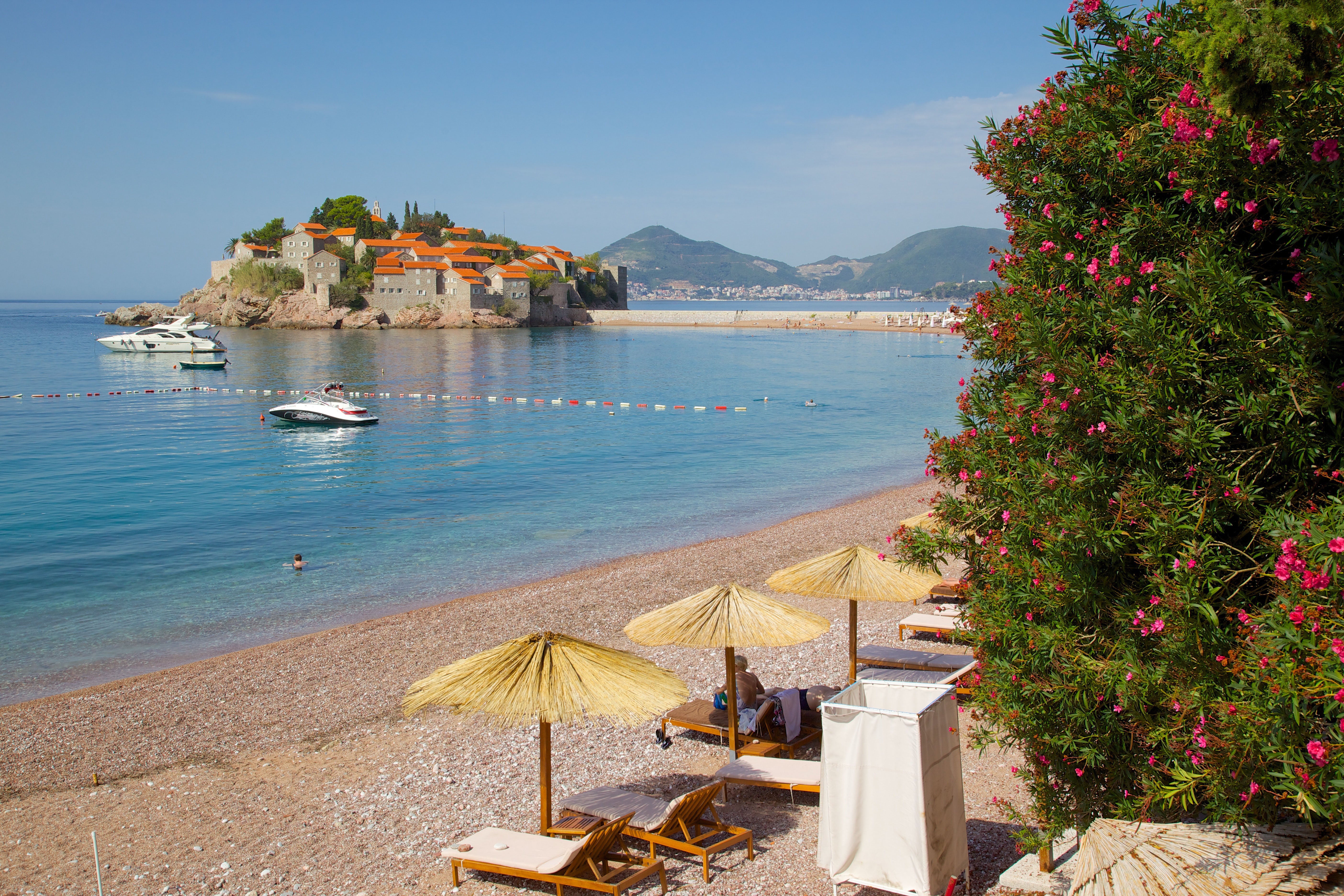 The sandy beaches of Budva Bay