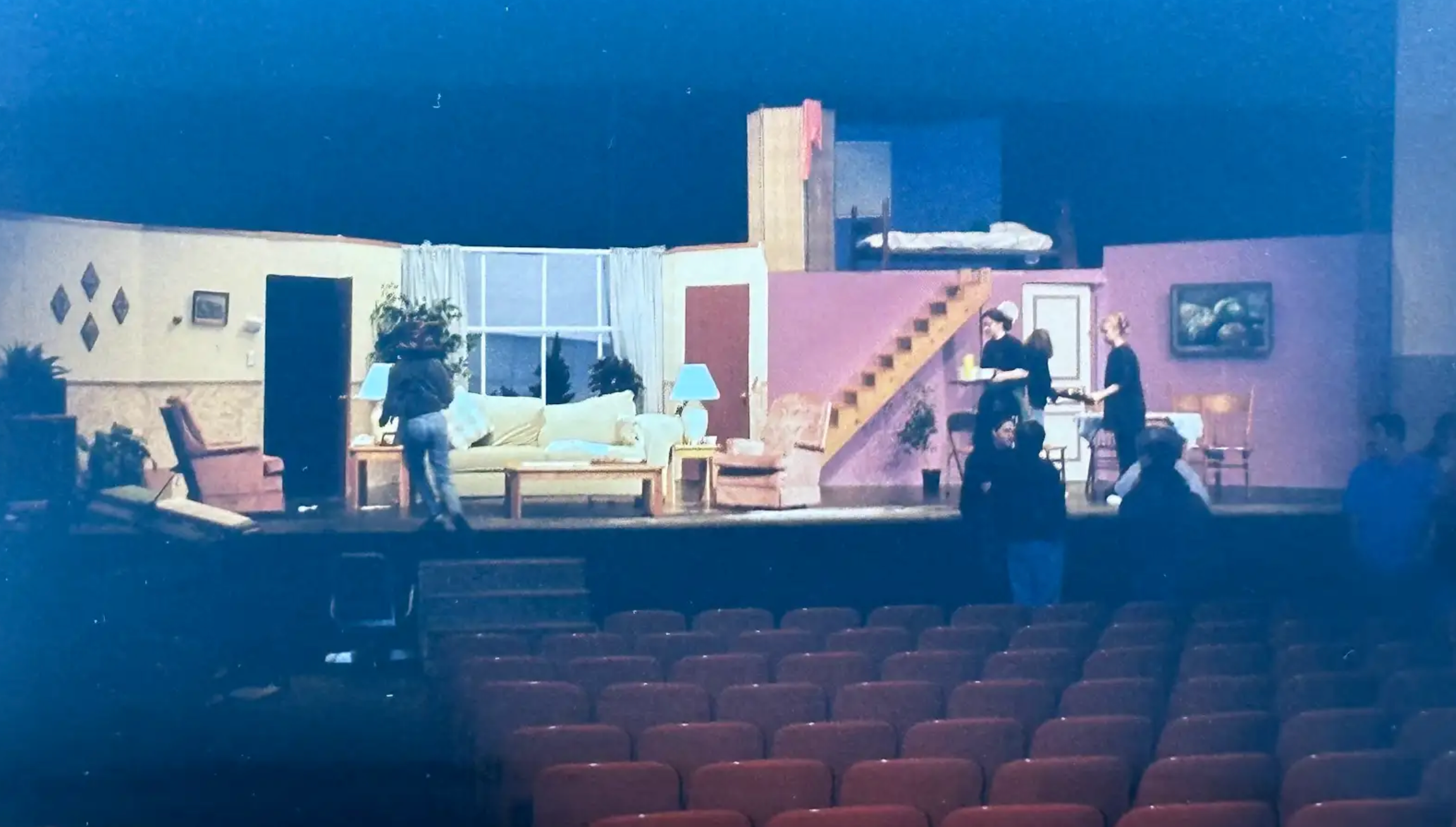 Tim Walz helped build a set designed by student Amanda Hinkle for Mankato West High School’s production of ‘The Nerd’