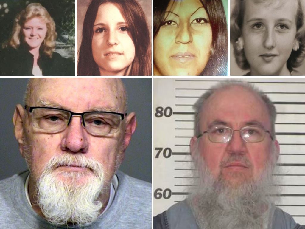 Warren Alexander (bottom left), who is awaiting trial for murder of Nona Cobb (top left), has been arrested for the murder of three women in California (top). Cobb was first thought to be a victim of Sean Patrick Goble (bottom right) until DNA excluded him as a suspect