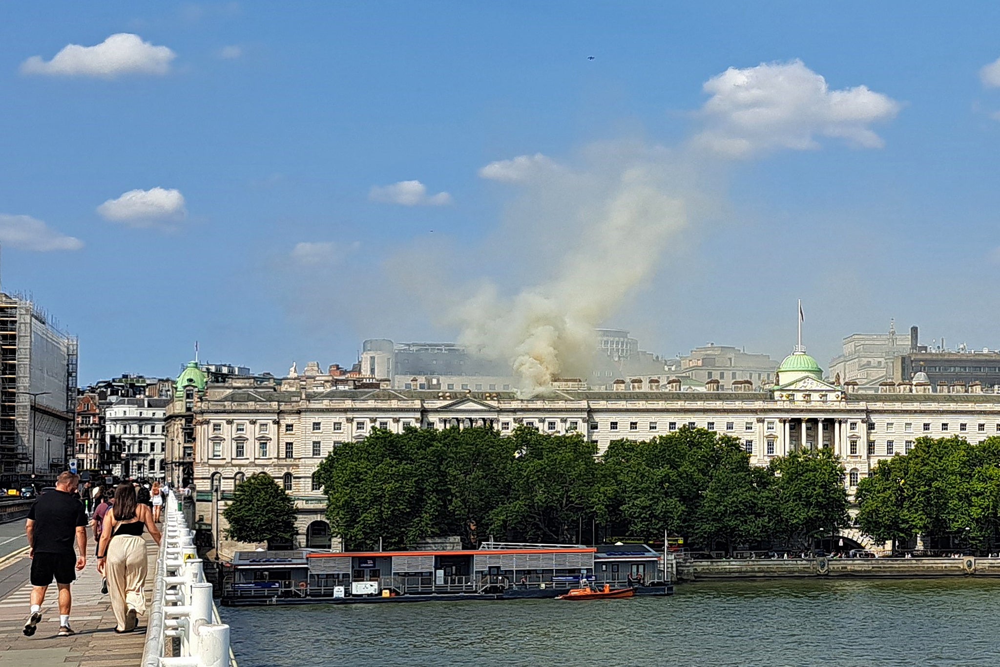 The view from Waterloo Bridge as firefighters tackle the blaze