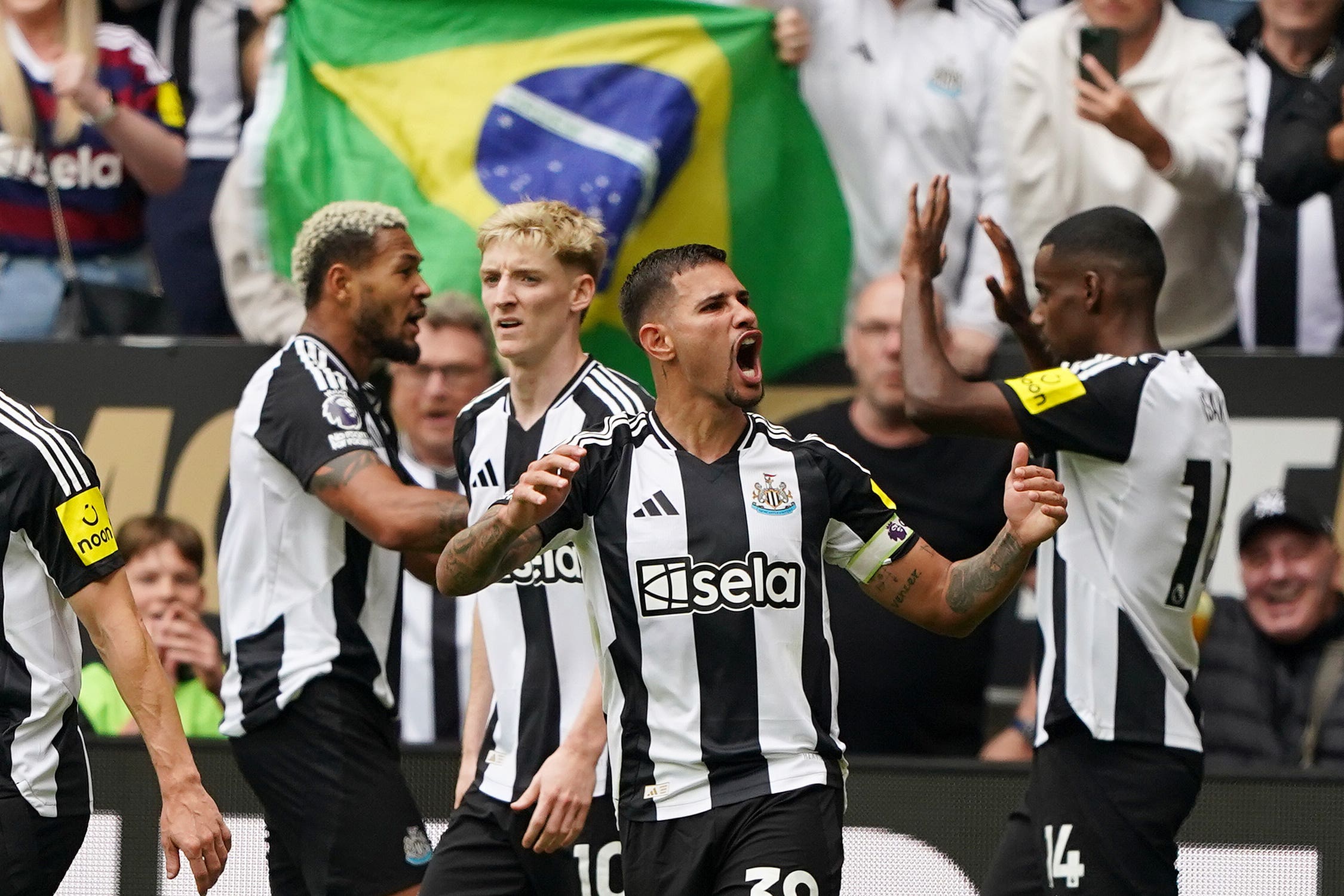 Newcastle beat Southampton despite being reduced to 10 men (Owen Humphreys/PA)