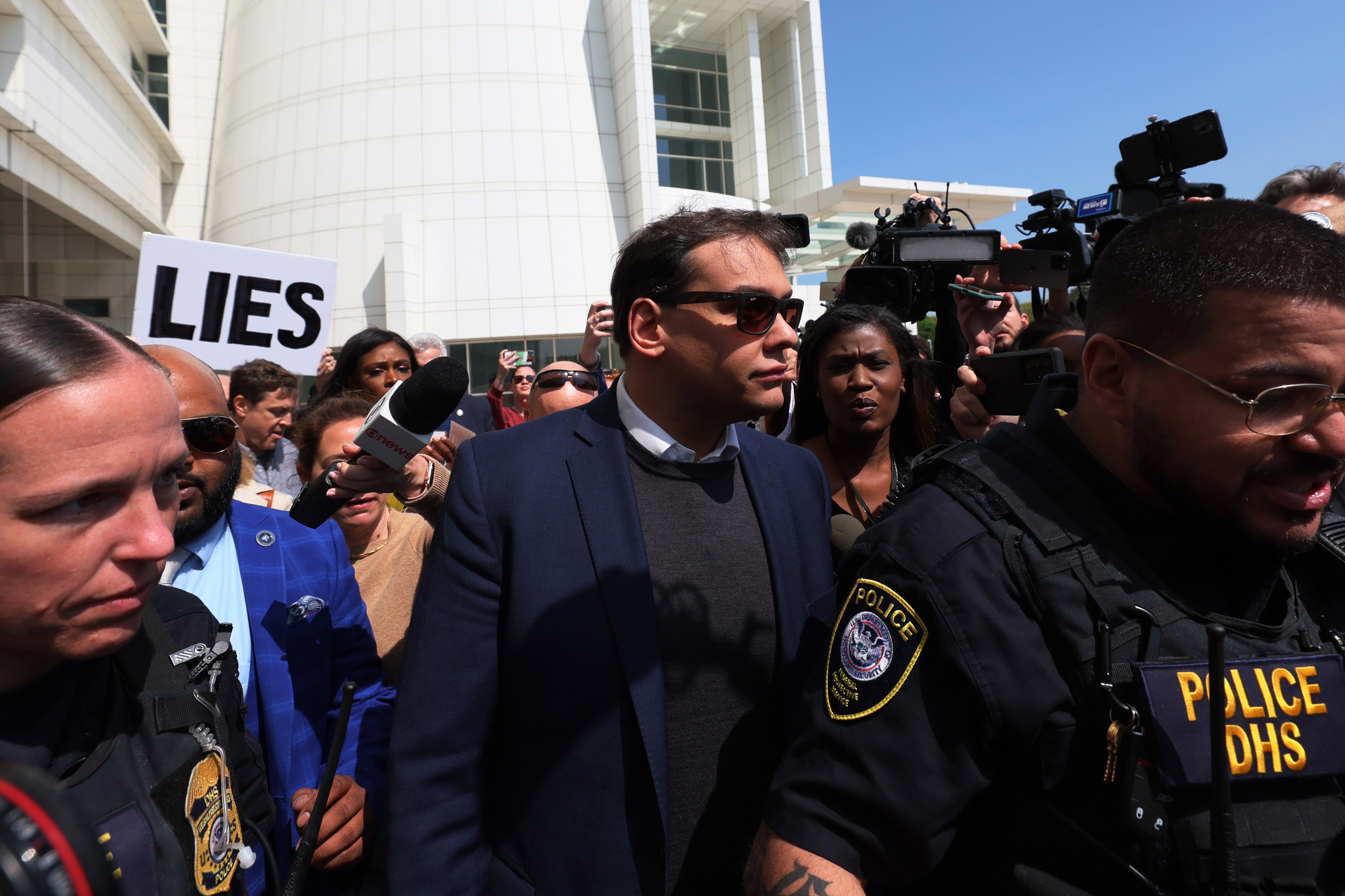 George Santos leaving federal court on May 10, 2023 in Central Islip, New York