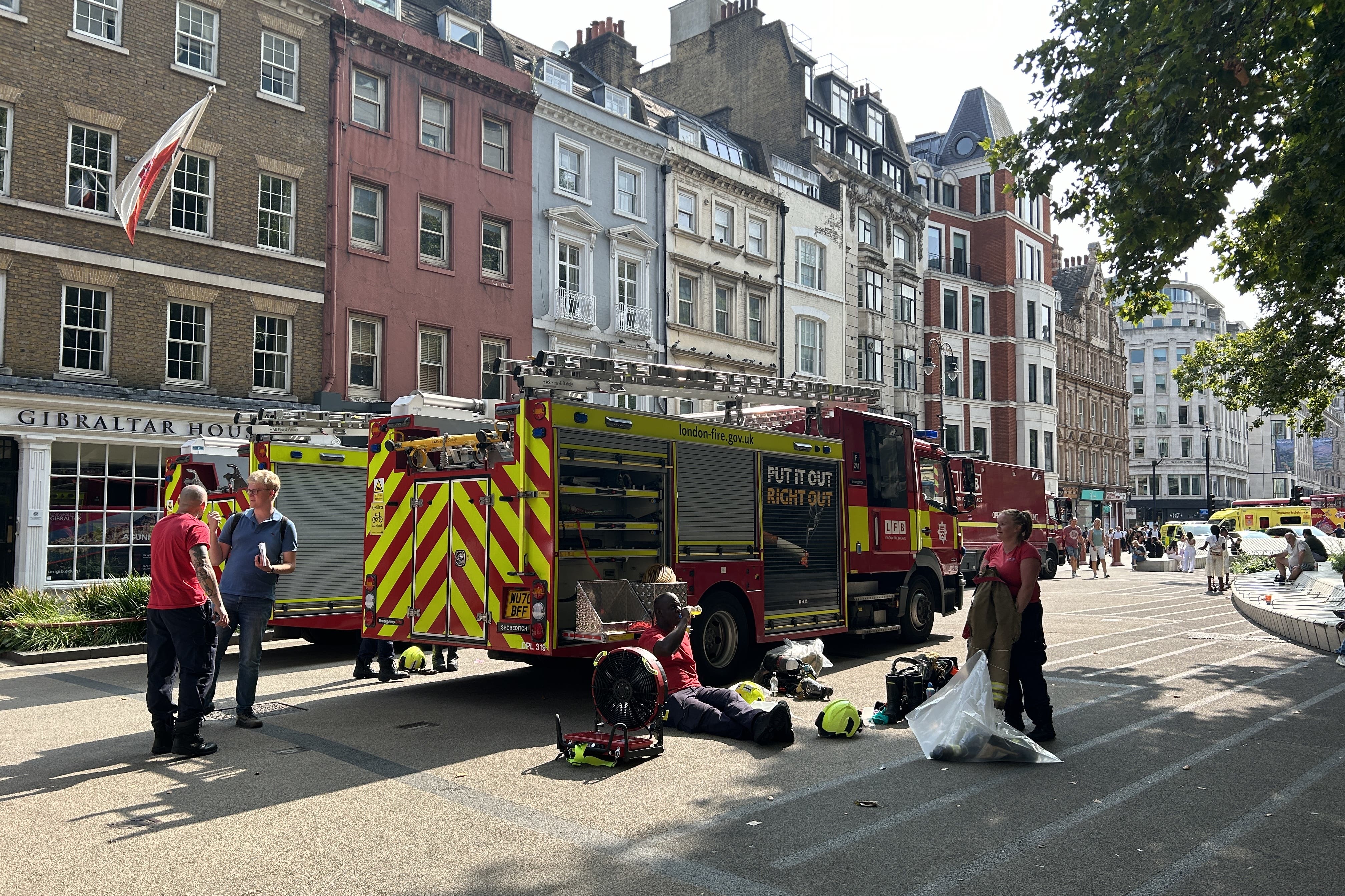 Firefighters at Somerset House (Pol Allingham/PA)