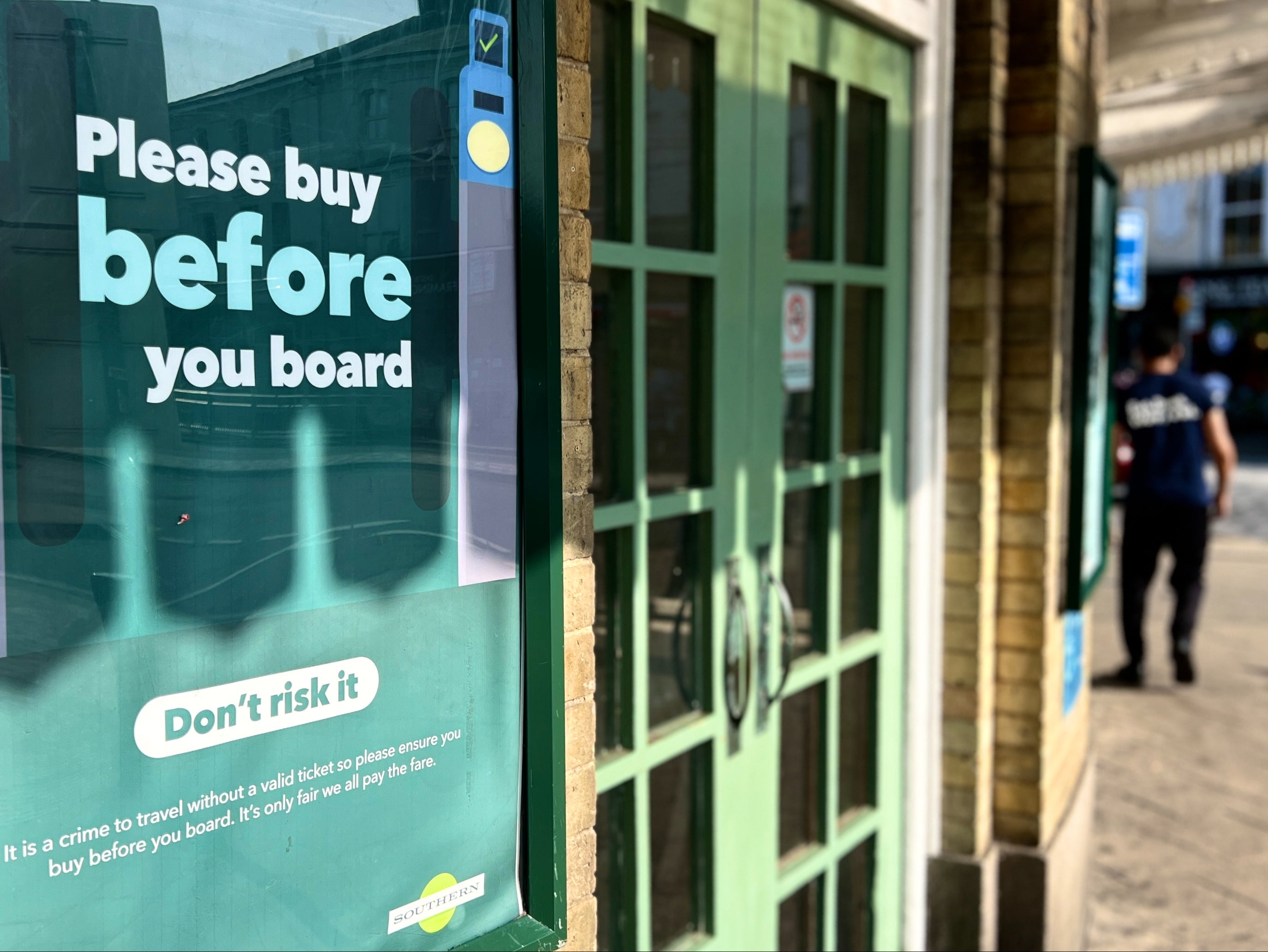 Ticketless trouble: Poster at Eastbourne station warning of penalties for fare-dodging