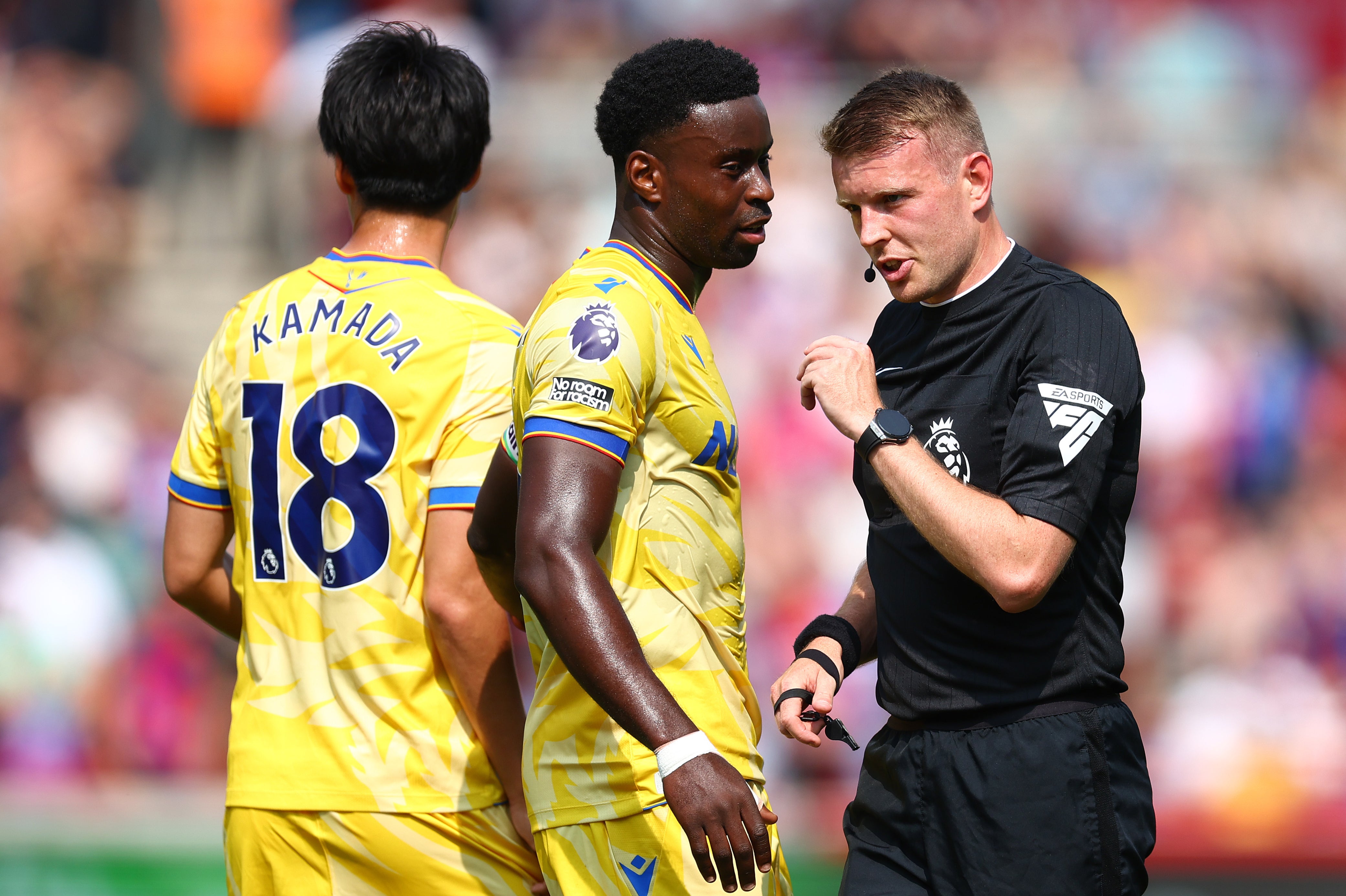 Marc Guehi and Crystal Palace were perplexed after Eberechi Eze’s free kick was ruled out