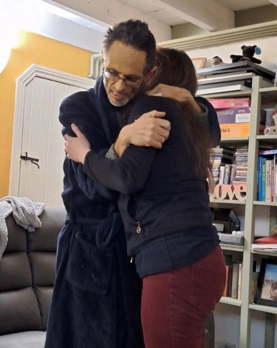 Rachael and Dave share a hug two days before he passed away