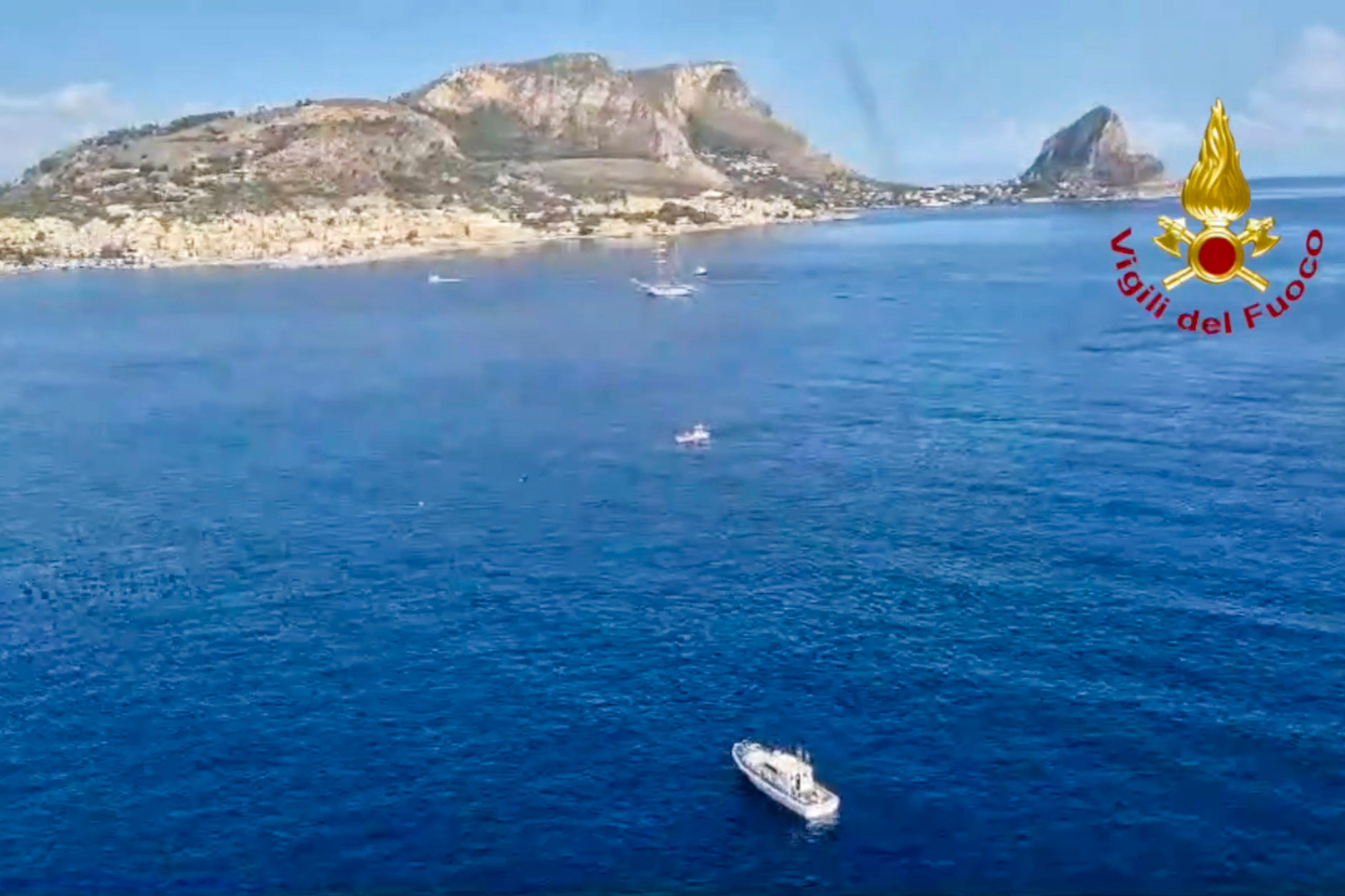 The yacht sank in a stretch of sea near Palermo (Vigili del Fuoco via AP)