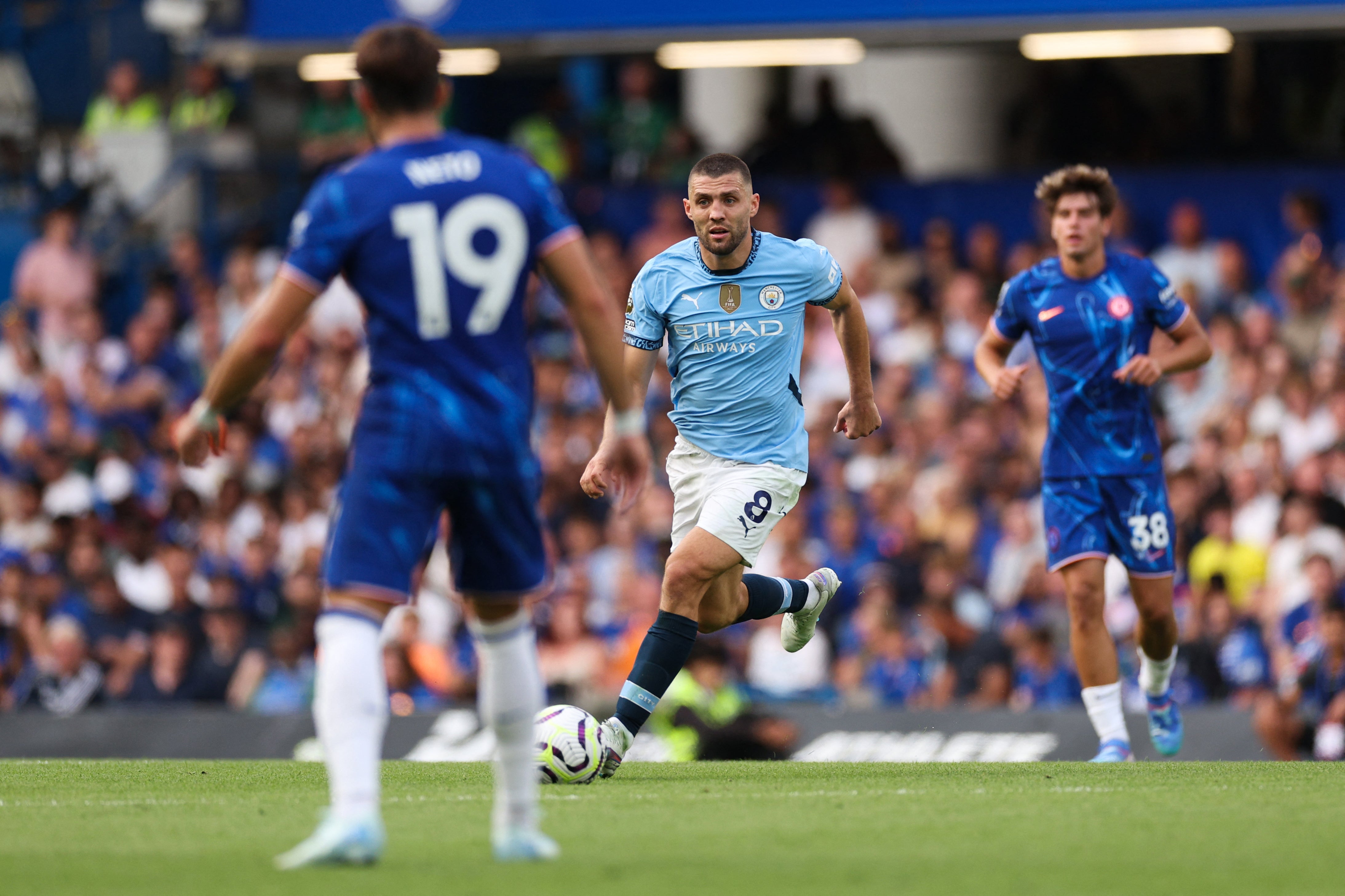 Mateo Kovacic in action in Manchester City’s win over Chelsea