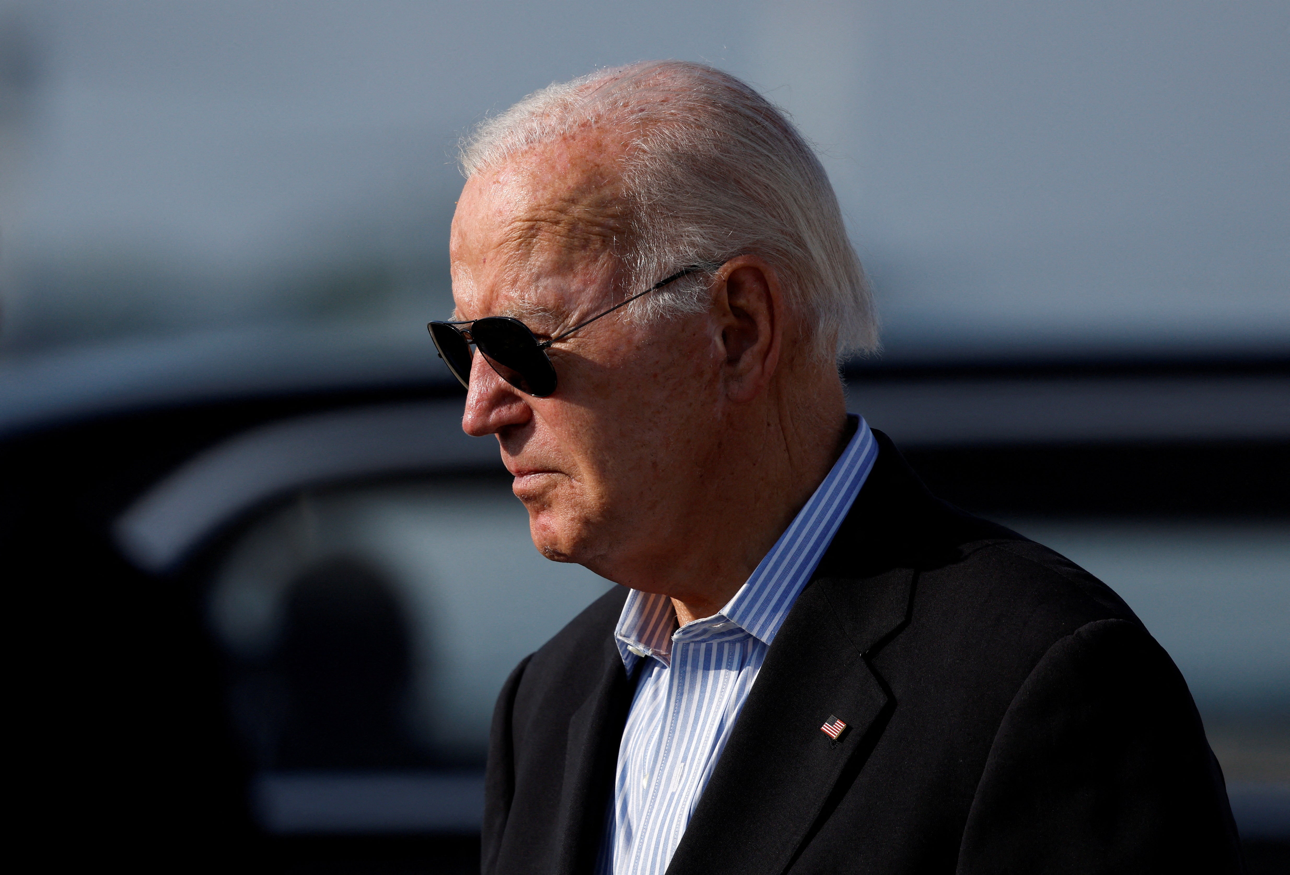 President Joe Biden disembarks Air Force One at Joint Base Andrews, Maryland. He was accused of ‘impeachable conduct’ by House committees on Monday