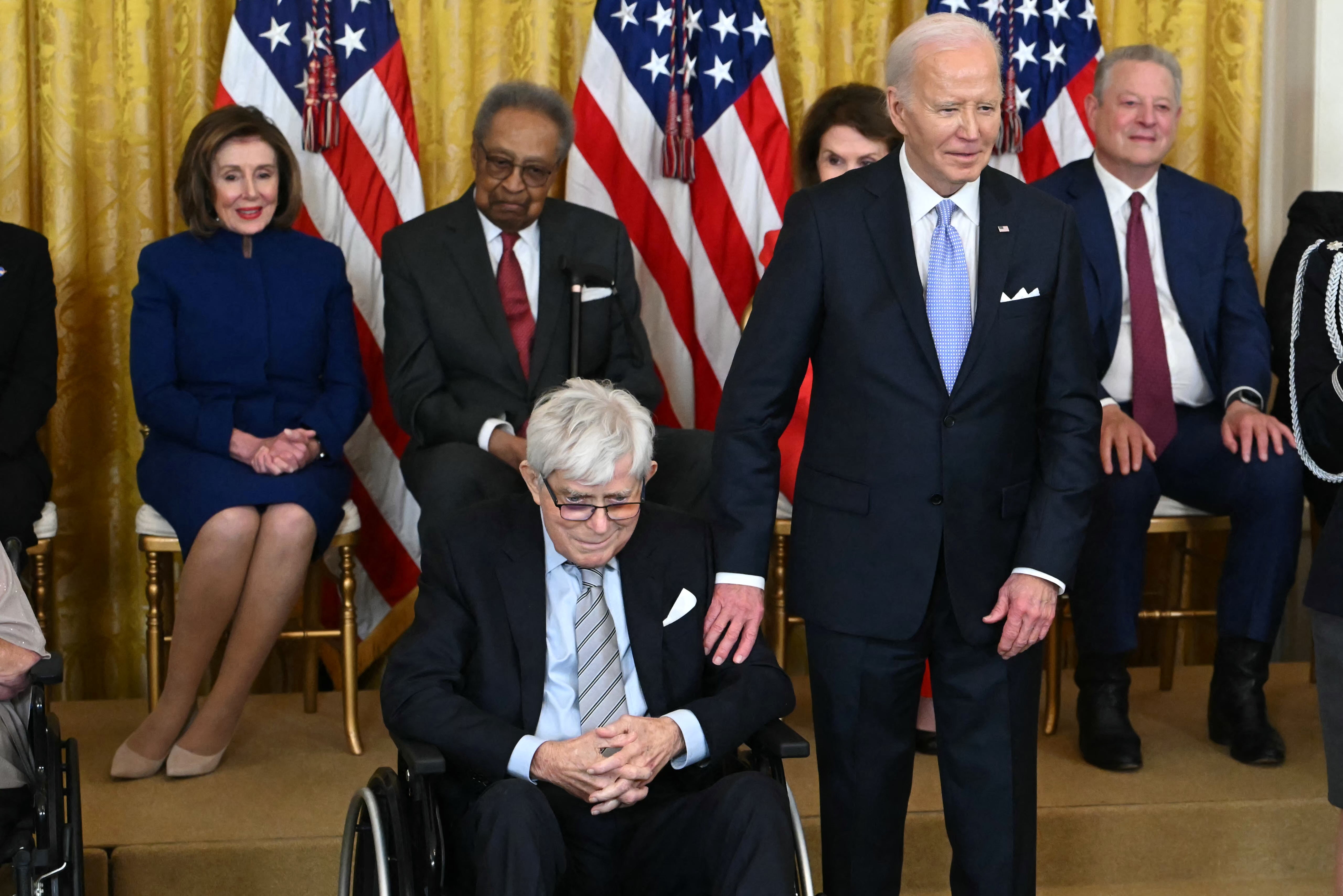 President Joe Biden presents the Presidential Medal of Freedom to Donahue at the White House on May 3, 2024