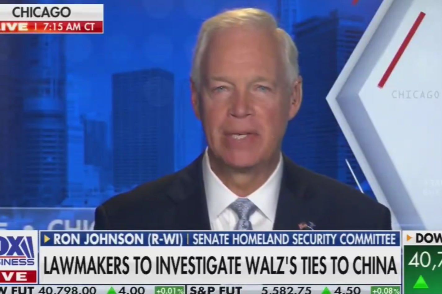 Wisconsin Republican Senator Ron Johnson appears on Fox Business on August 19 2024