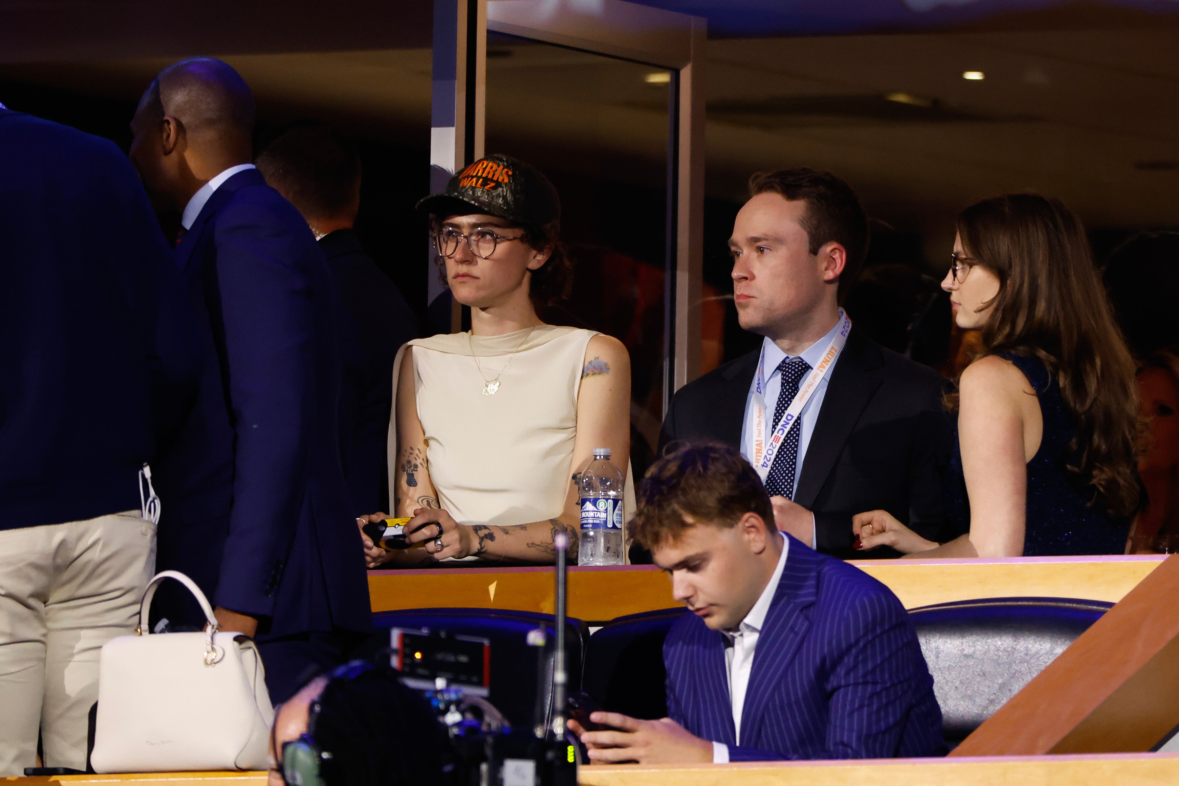 Ella has also been present for every day of the DNC so far – seen sporting a Harris-Walz camo hat on opening night