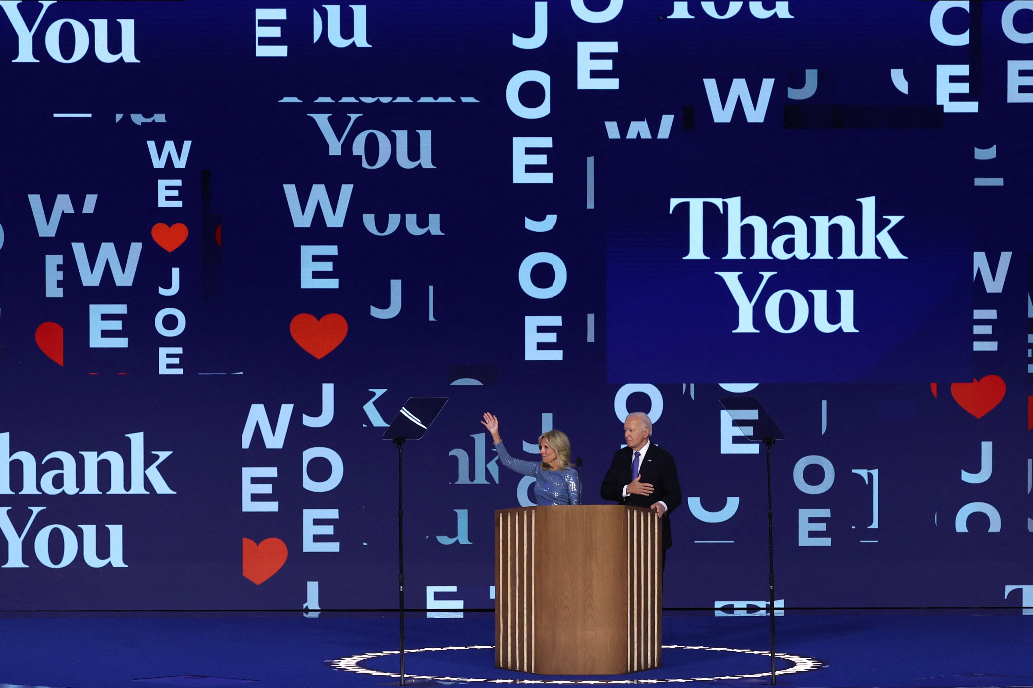 Joe and Jill Biden address supporters at the Democratic National Convention