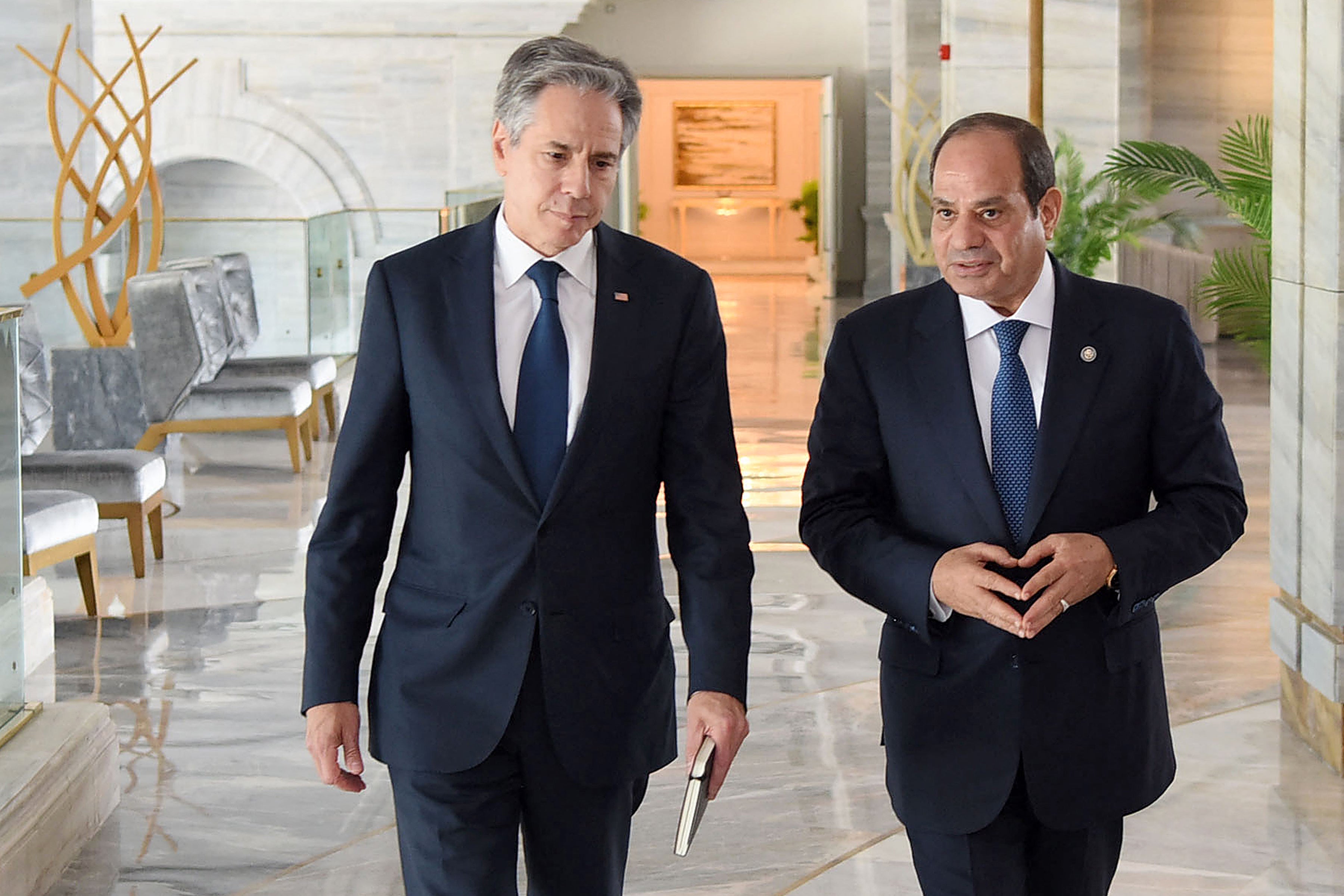 Egypt’s president Abdel Fattah Sisi with US secretary of state Antony Blinken on Tuesday