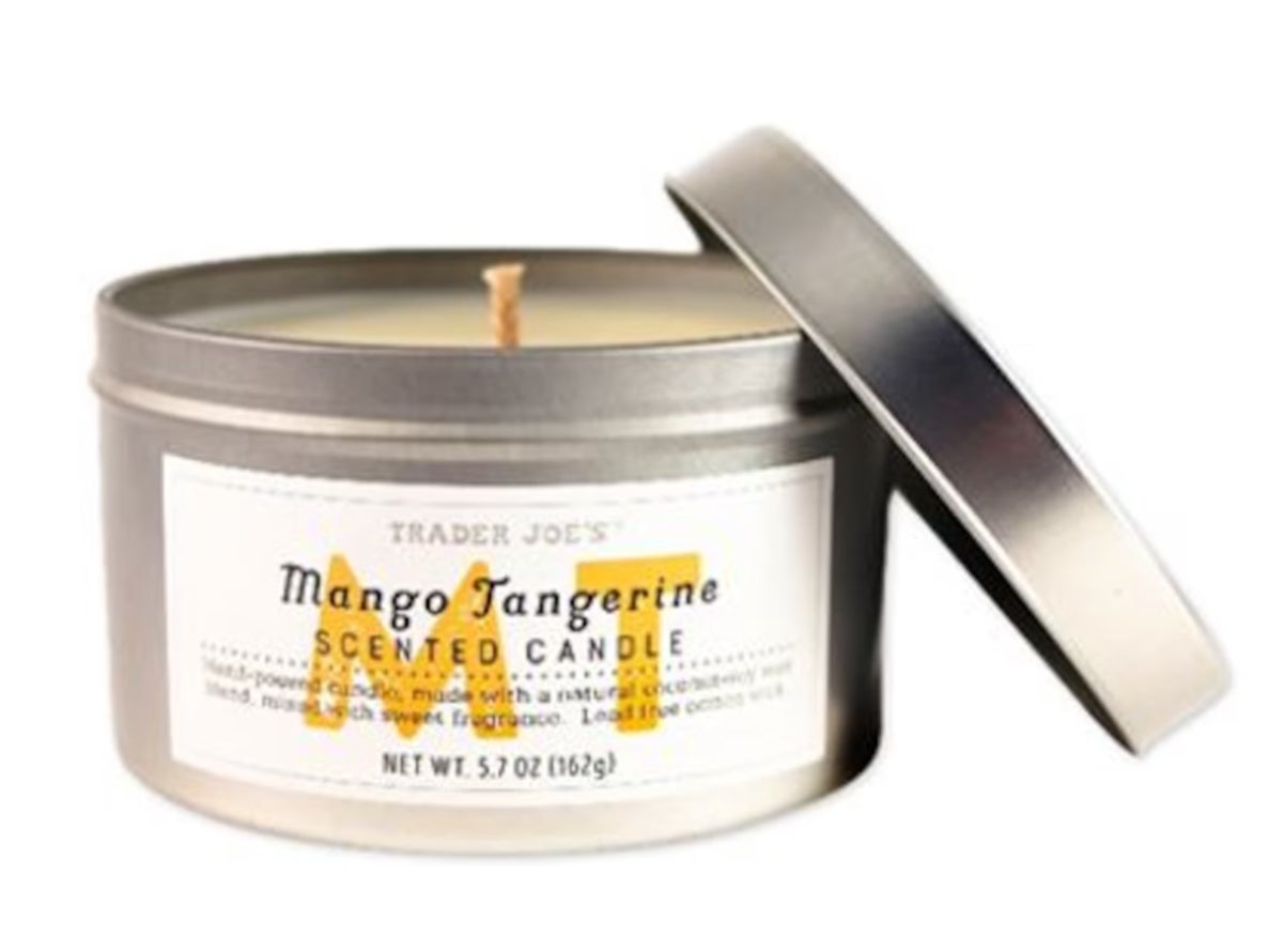 A Trader Joe’s Mango Tangerine scented candle