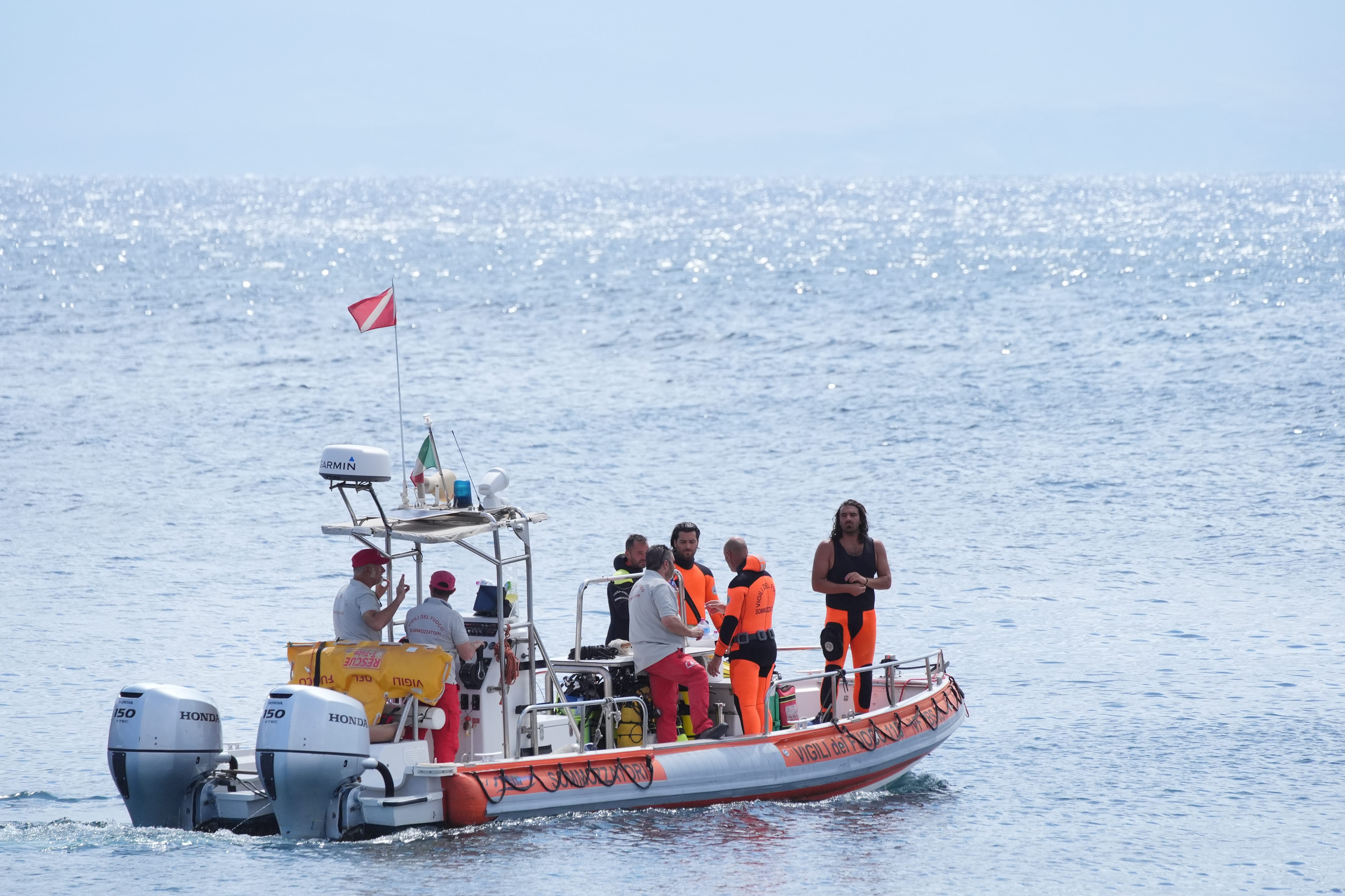 Emergency services spent a second day trying to get inside the submerged yacht (Jonathan Brady/PA)