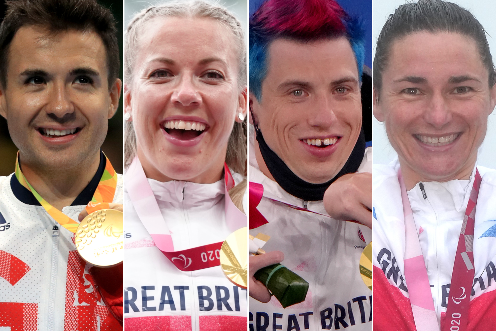 British Paralympic medal hopefuls Will Bayley, Hannah Cockroft, David Smith and Sarah Storey, left to right