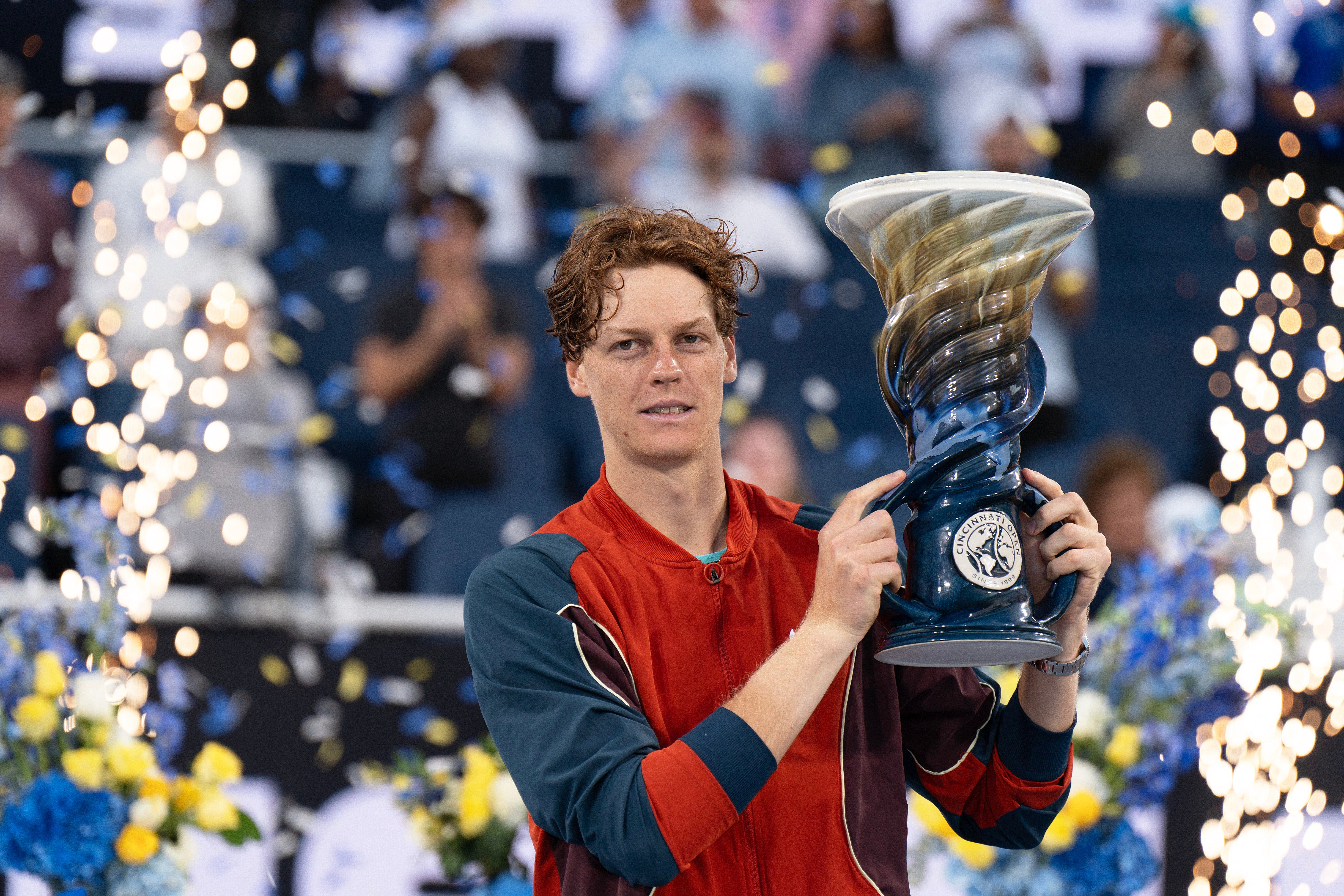 Jannik Sinner poses with the Cincinnati Open trophy