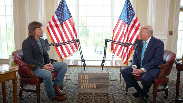 Donald Trump sits for an interview with podcaster Theo Von on his “This Past Weekend with Theo Von” show