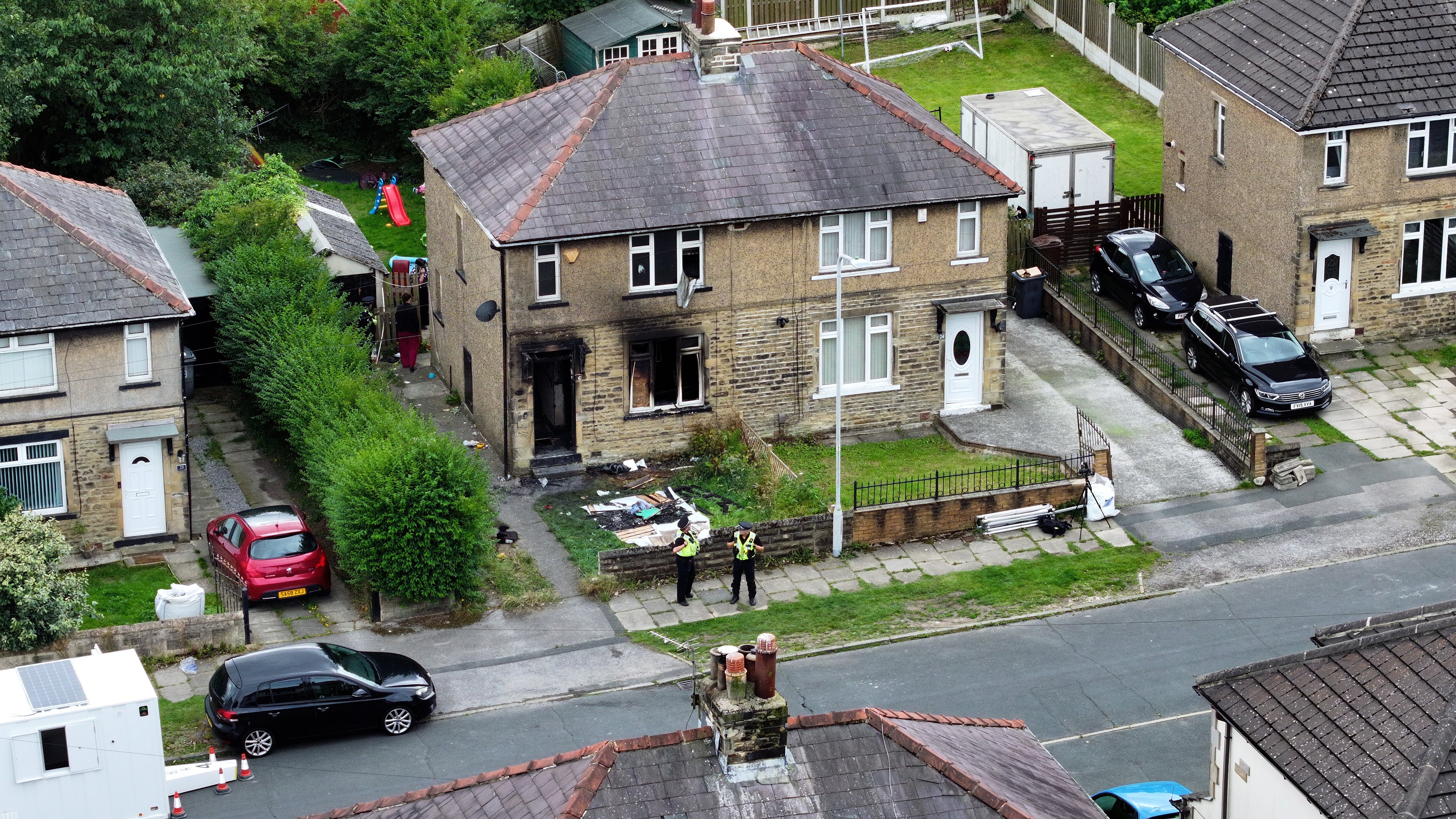 The house was badly damaged by the fire