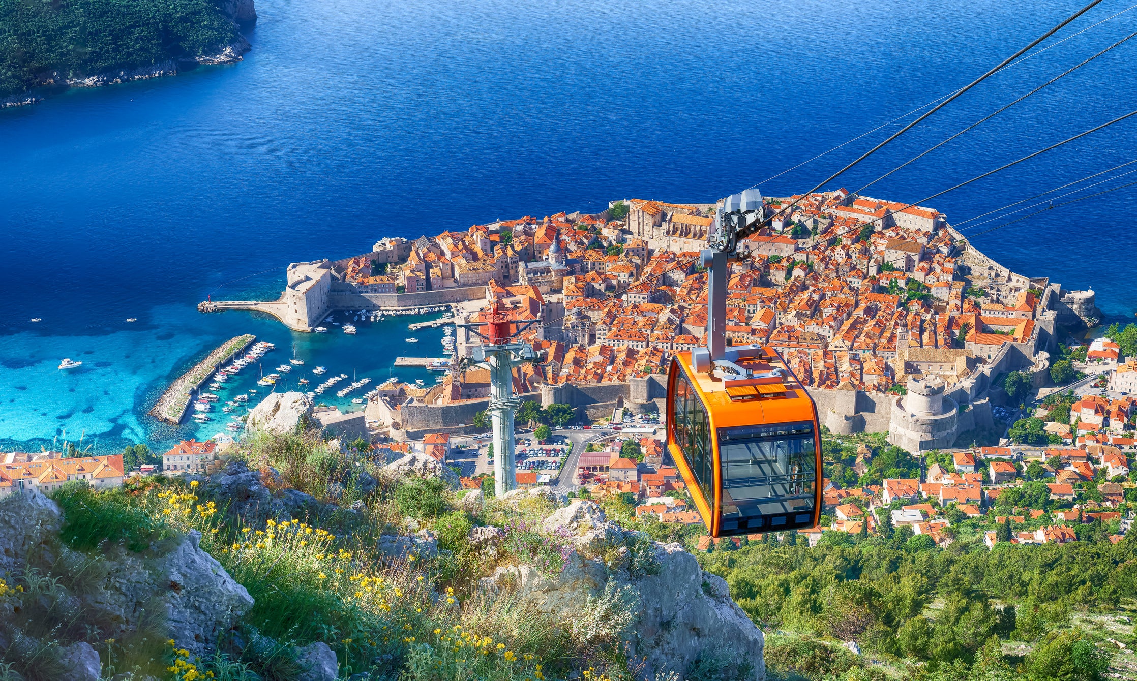 Taking a cable car up Mount Srđ is a must