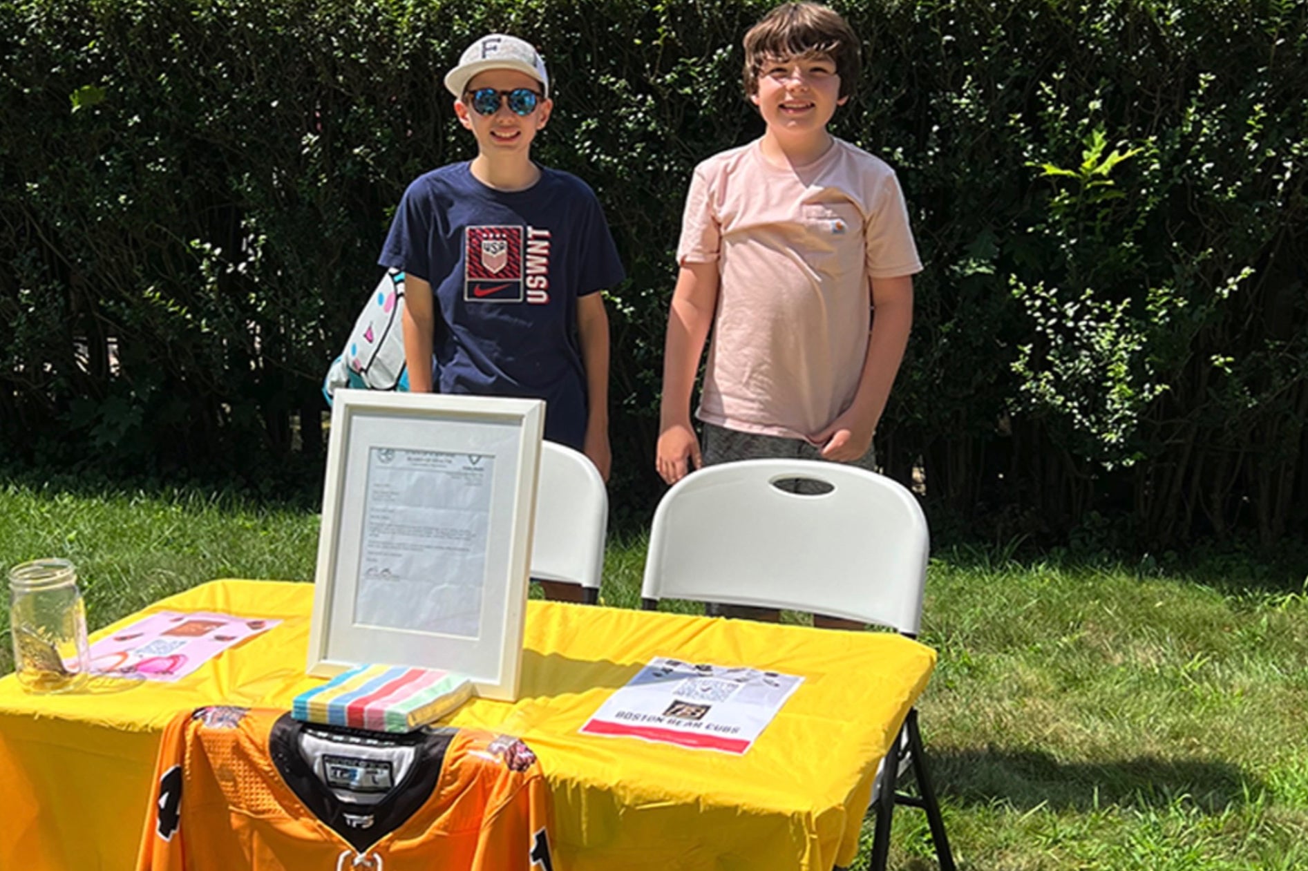 Danny Doherty, right, with a friend and his ice cream stand