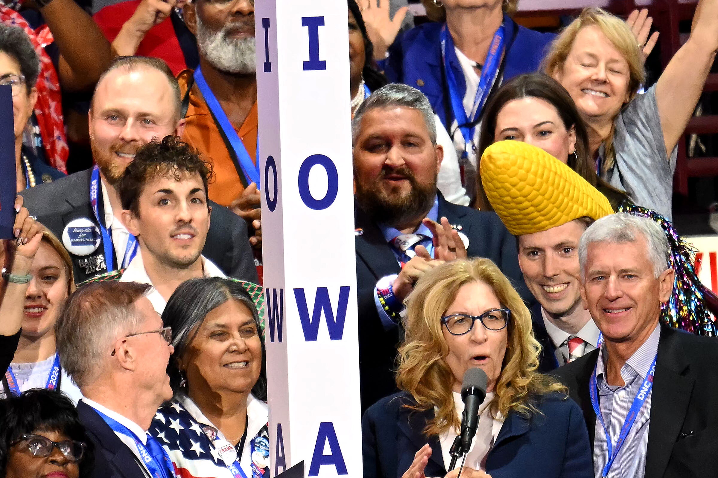 One Iowa delegate bravely opted for a corn hat