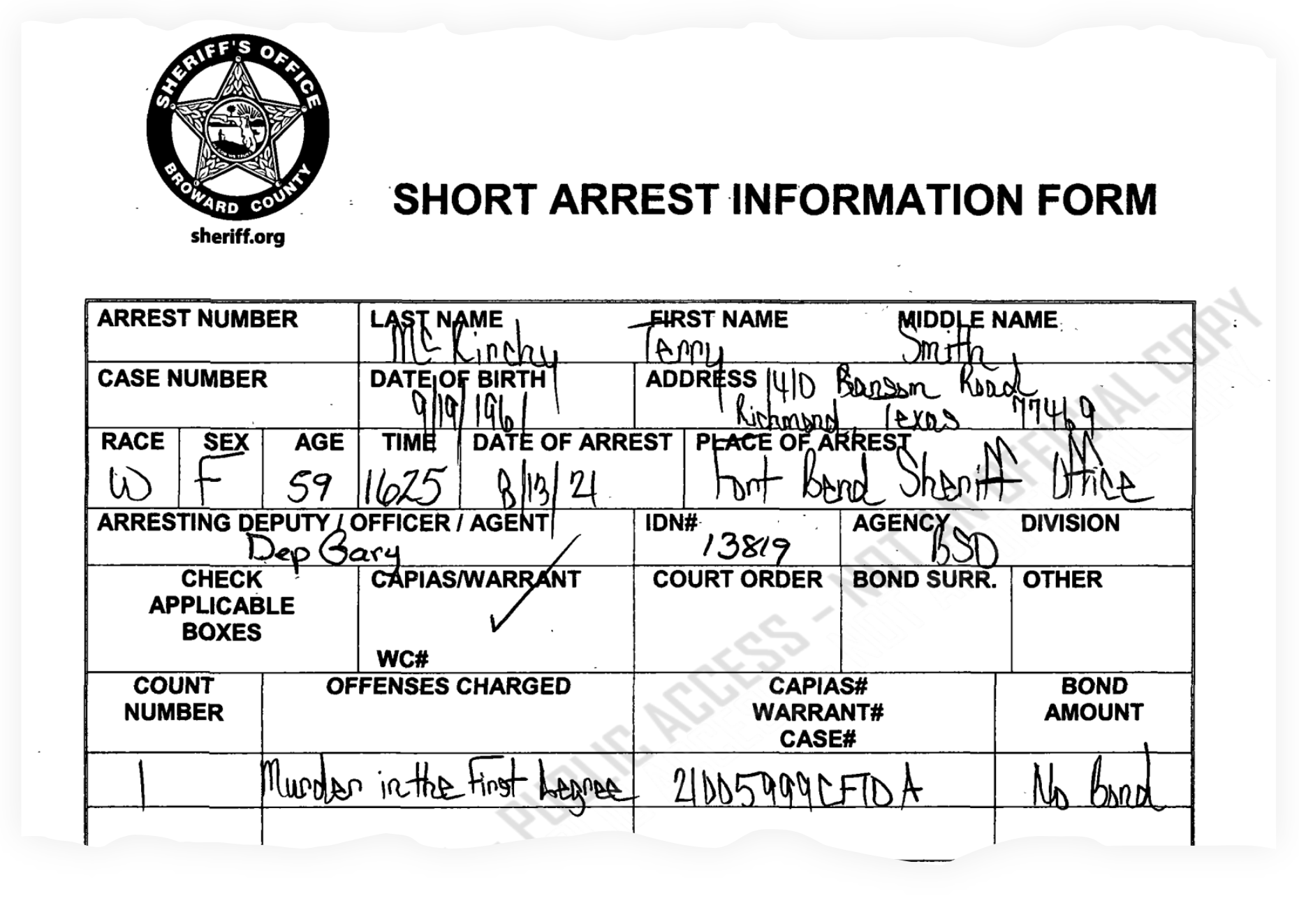 Terry McKinchy was arrested on murder charges in 2021.