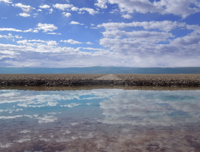 Abandoned road and brine pool at Chile’s Salar de Atacama