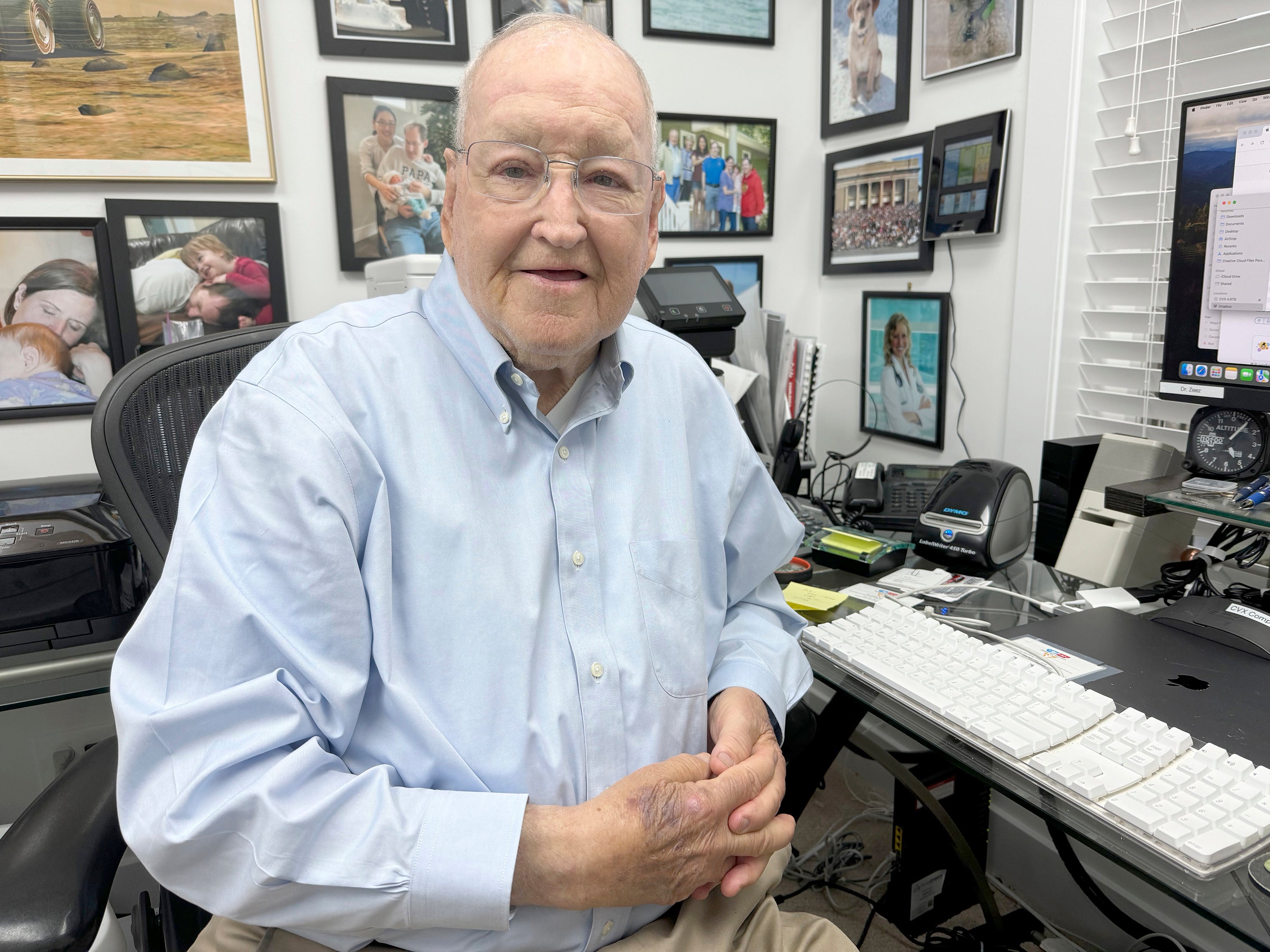 Sleep researcher James Maas sits in his office