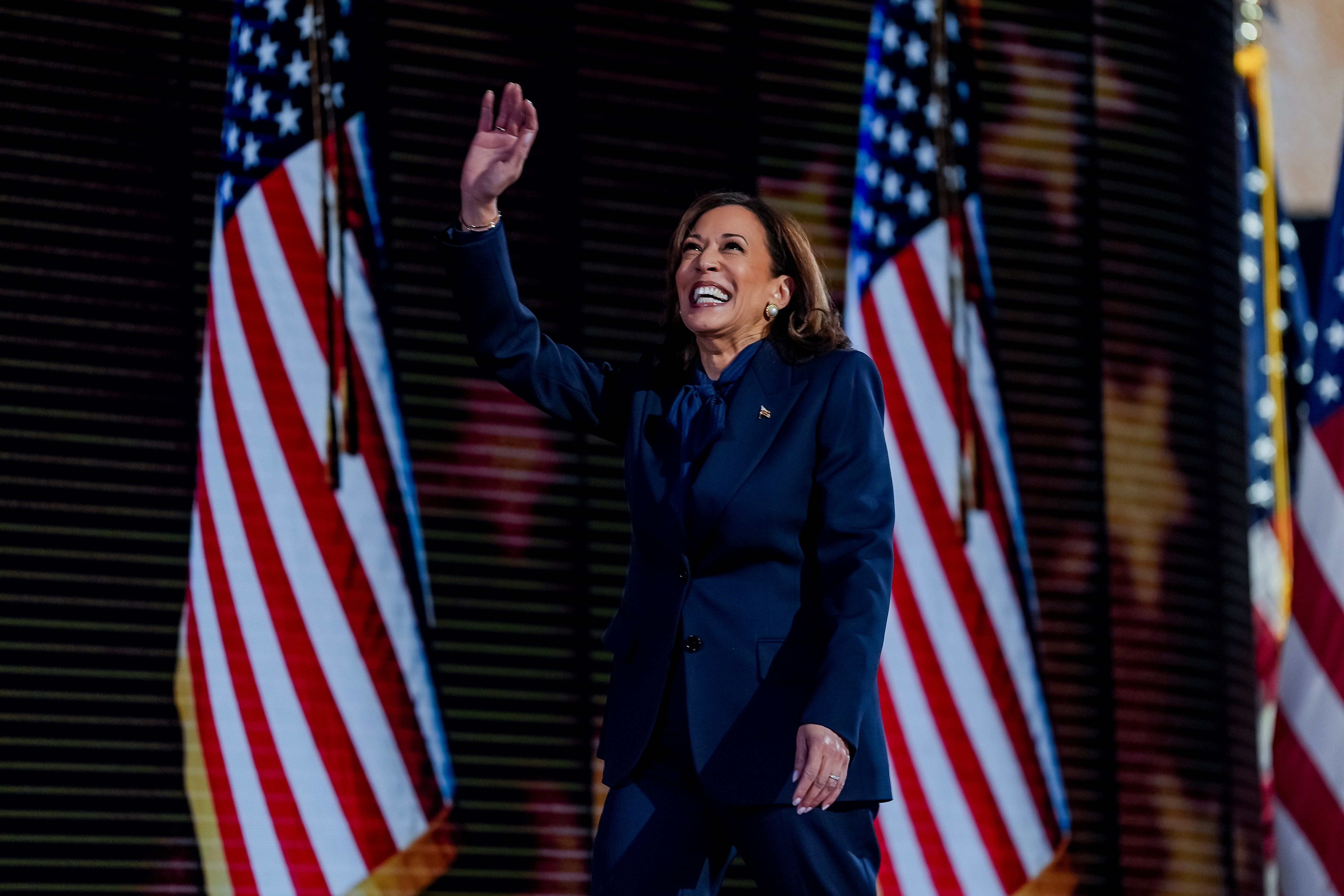 Kamala Harris arrives before speaking on the final night of the Democratic National Convention