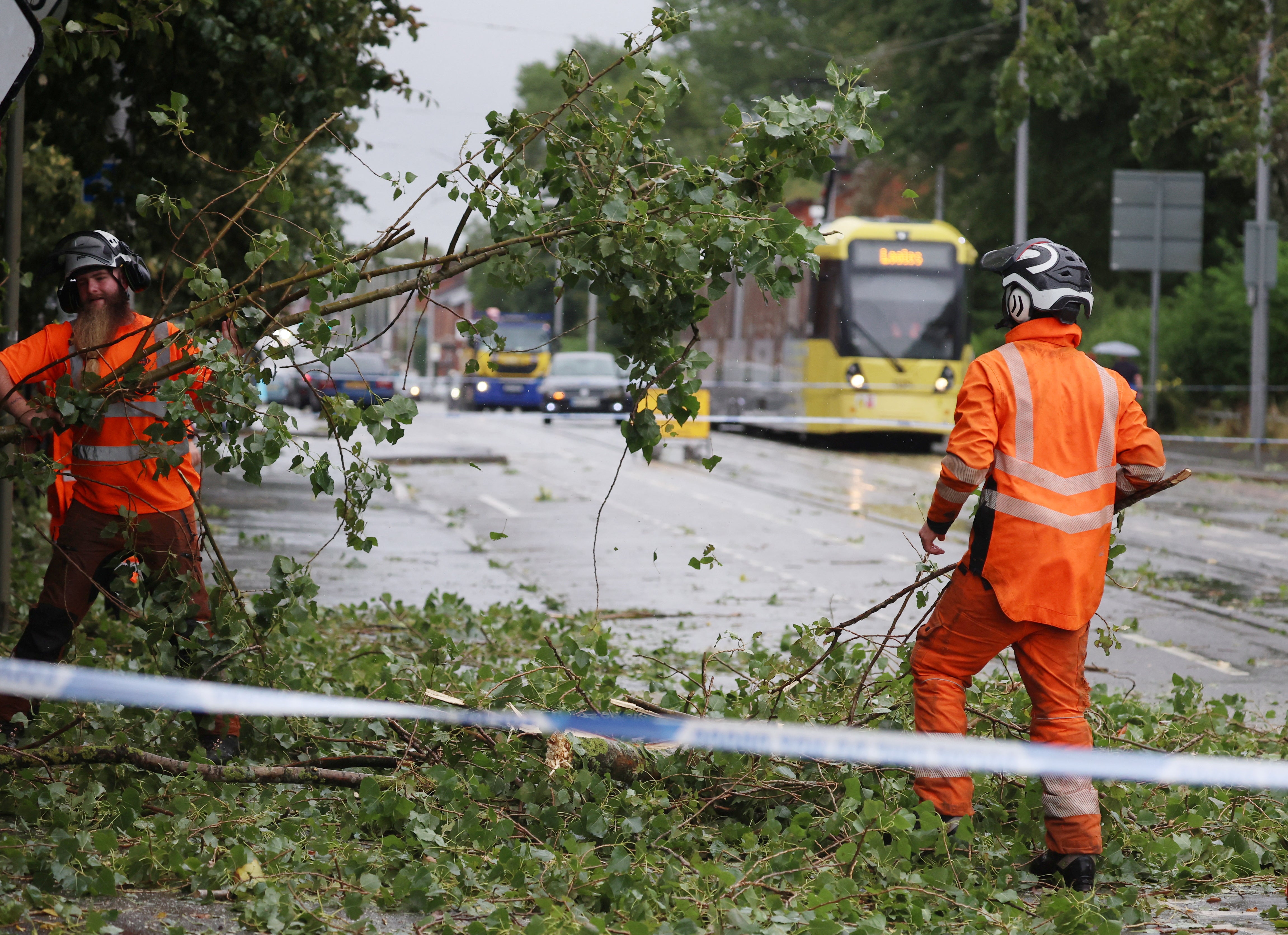 Roads had to be cleared in Manchester after trees collapsed