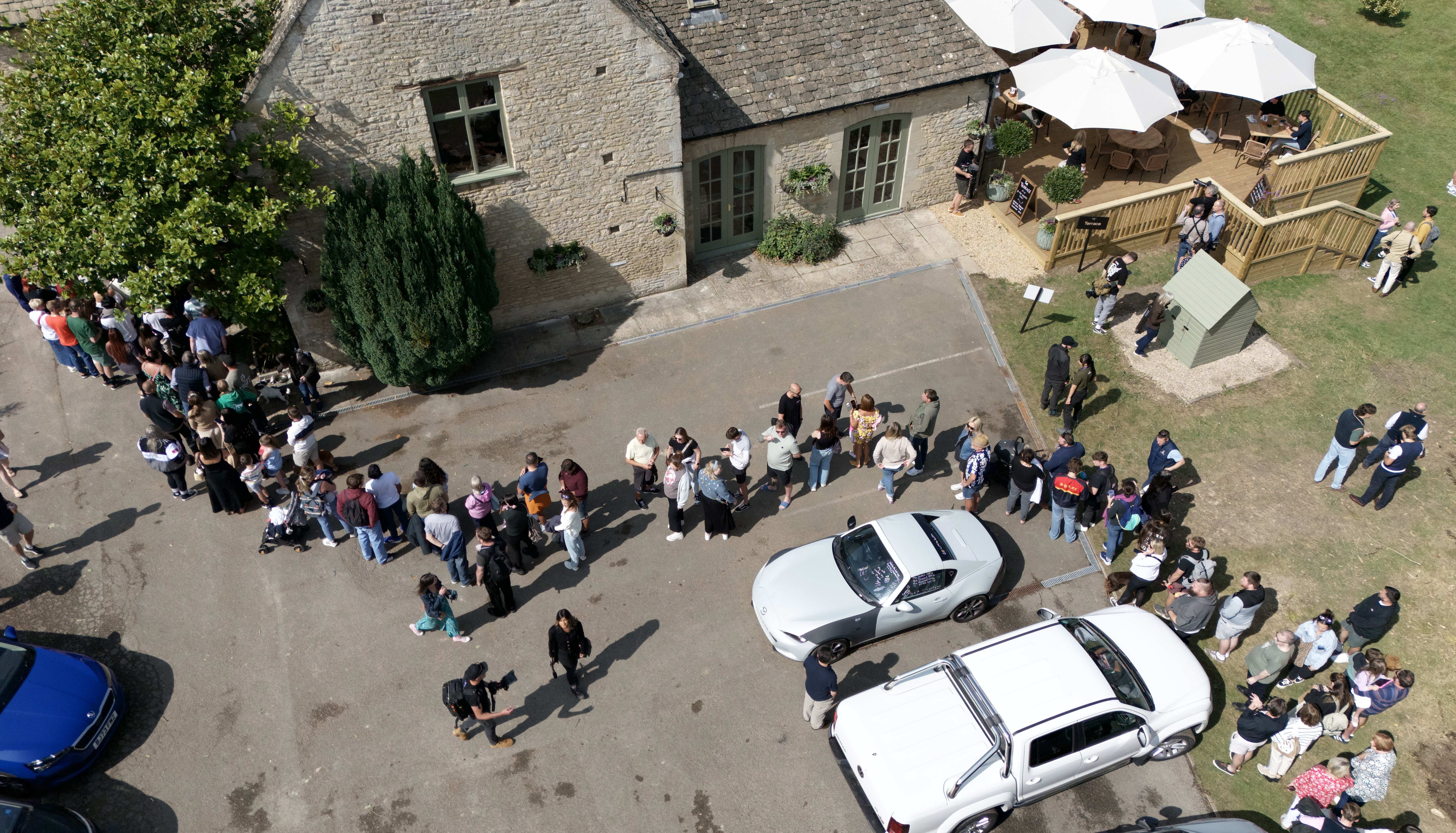 The queues before the grand opening on Friday morning