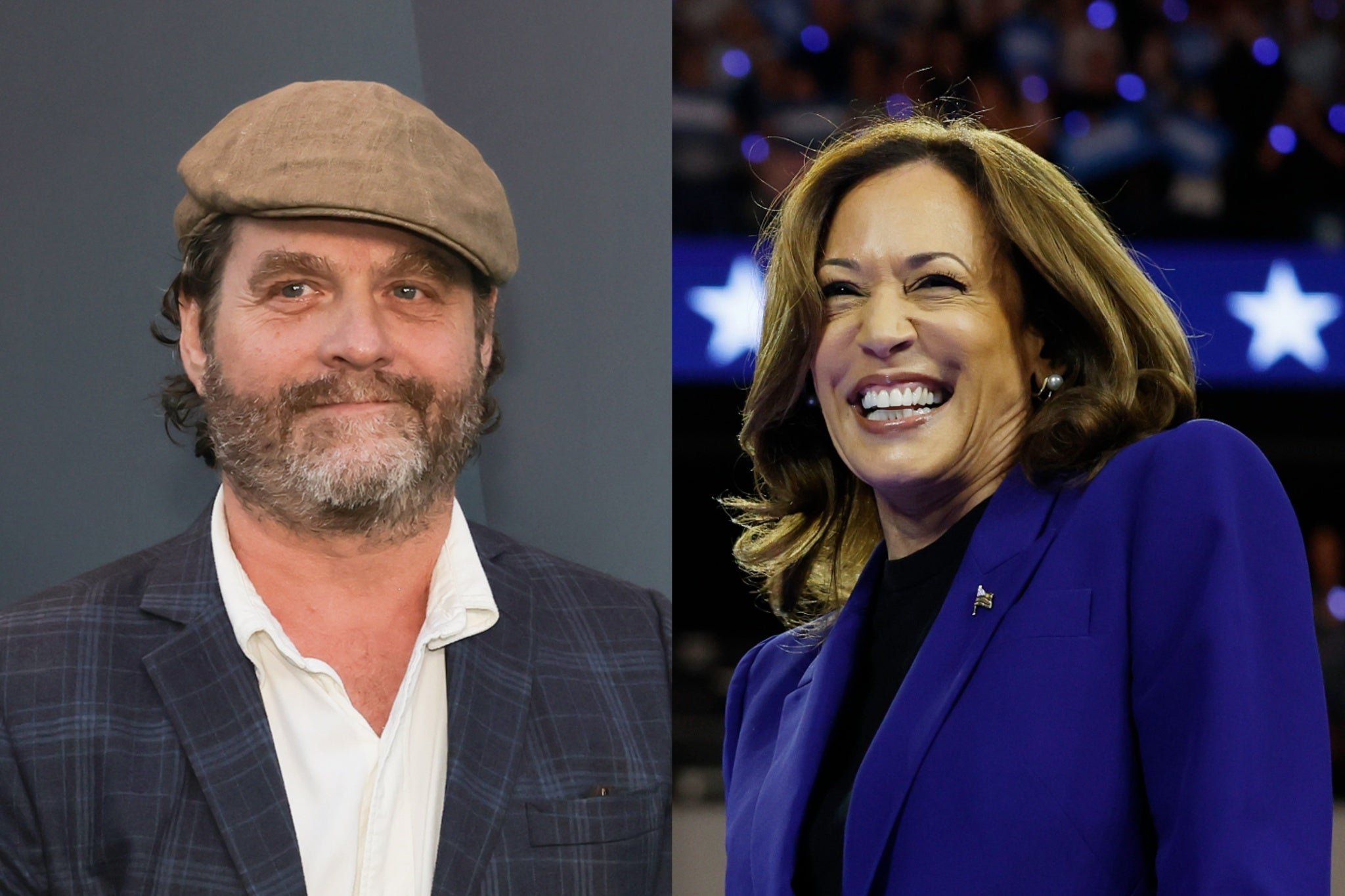 Zach Galifianakis and Kamala Harris