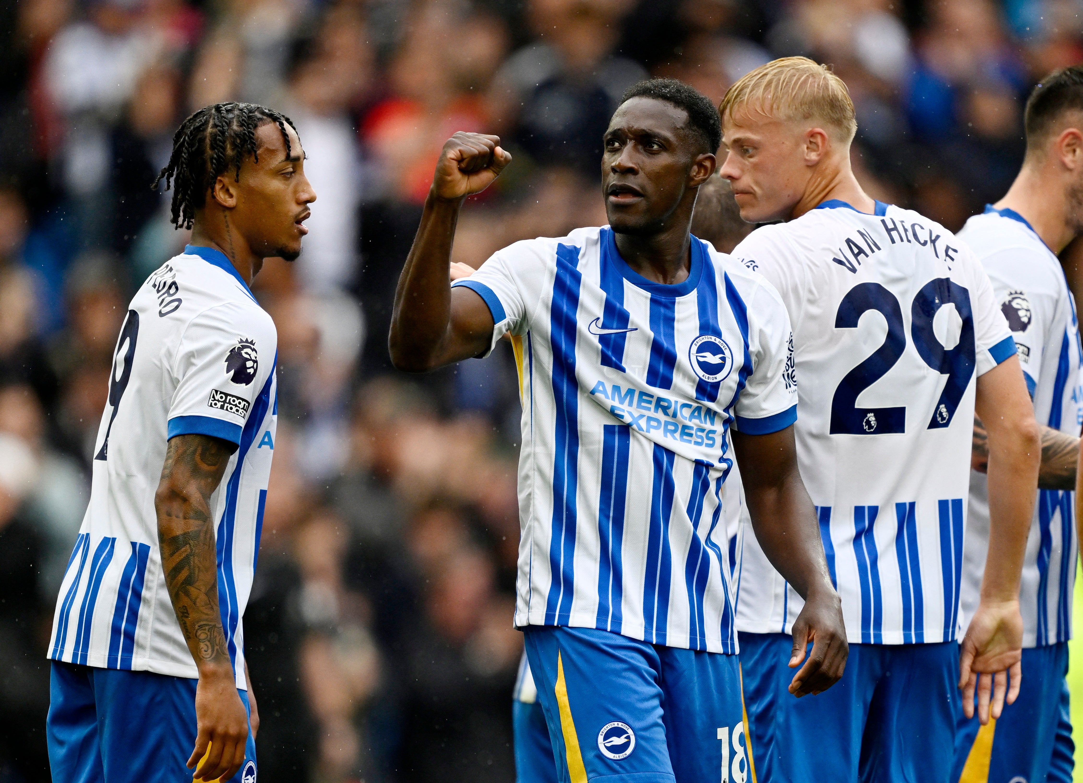 Danny Welbeck celebrates scoring Brighton’s first goal