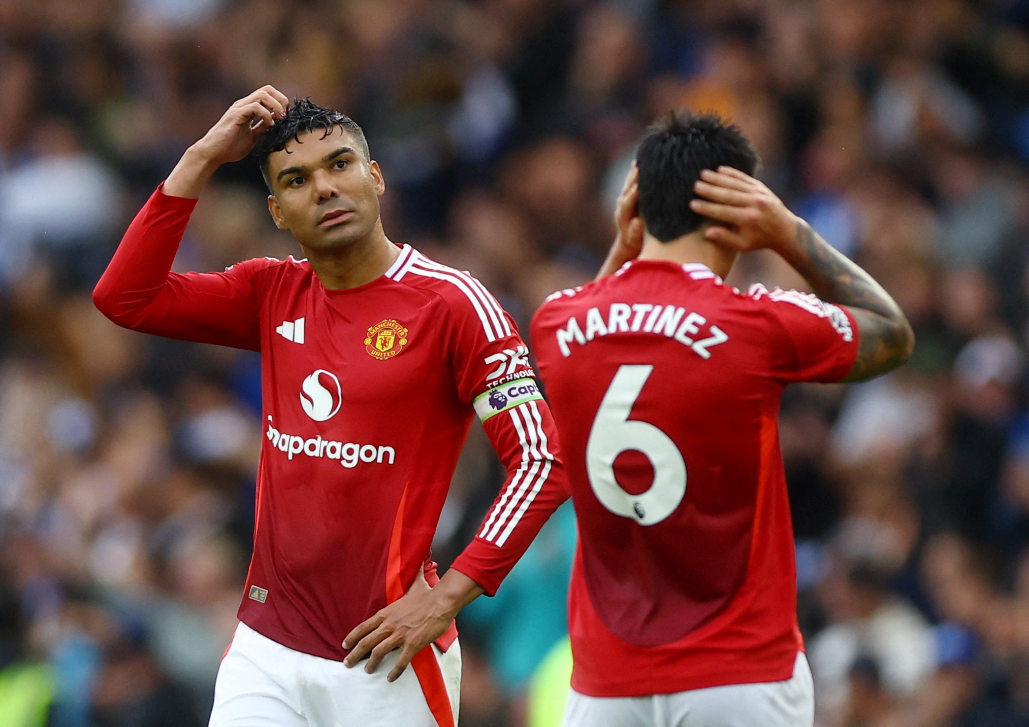 Manchester United's Casemiro looks dejected after the match