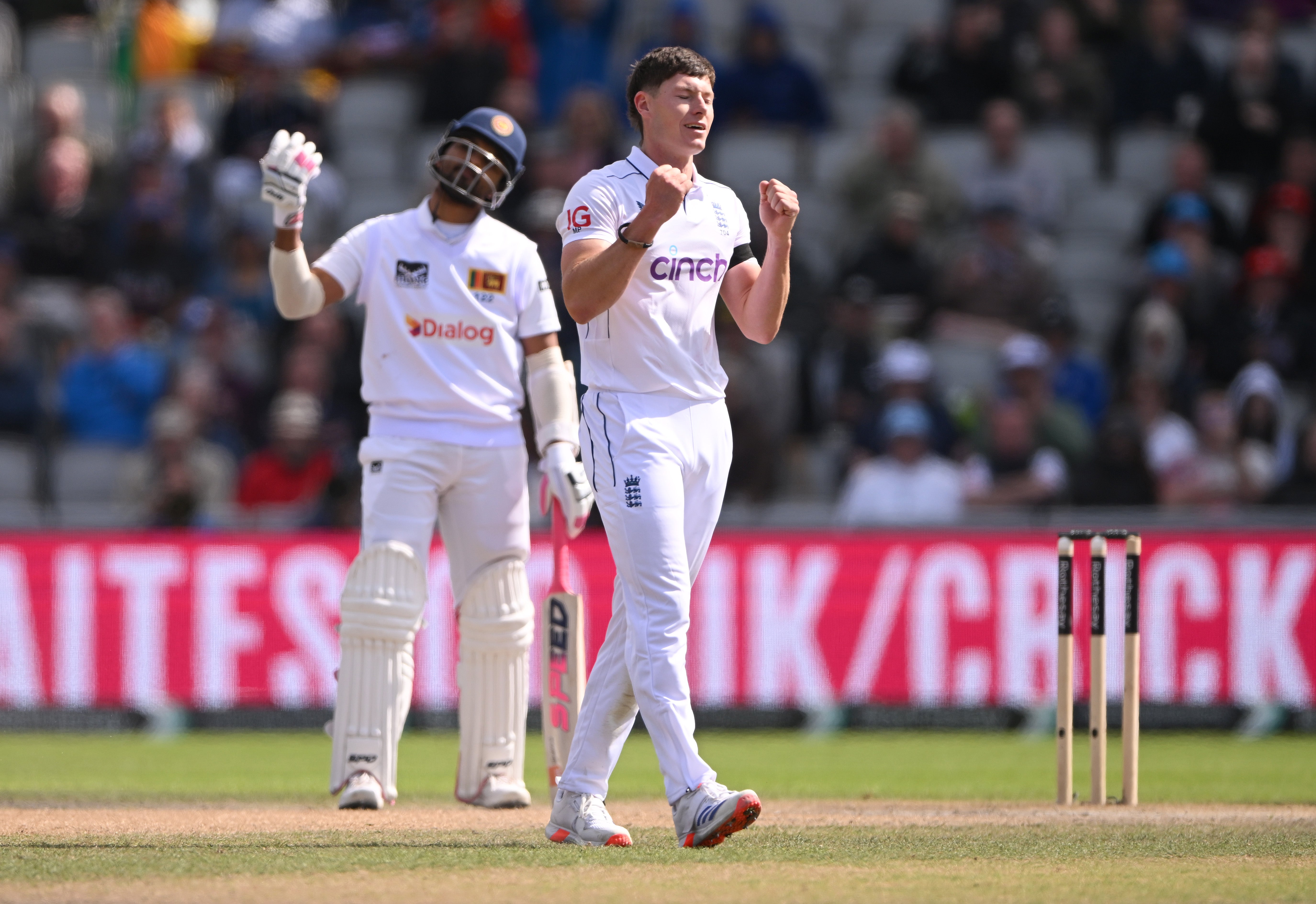 After a tough time in the field Matthew Potts took two wickets to end Sri Lanka’s innings.