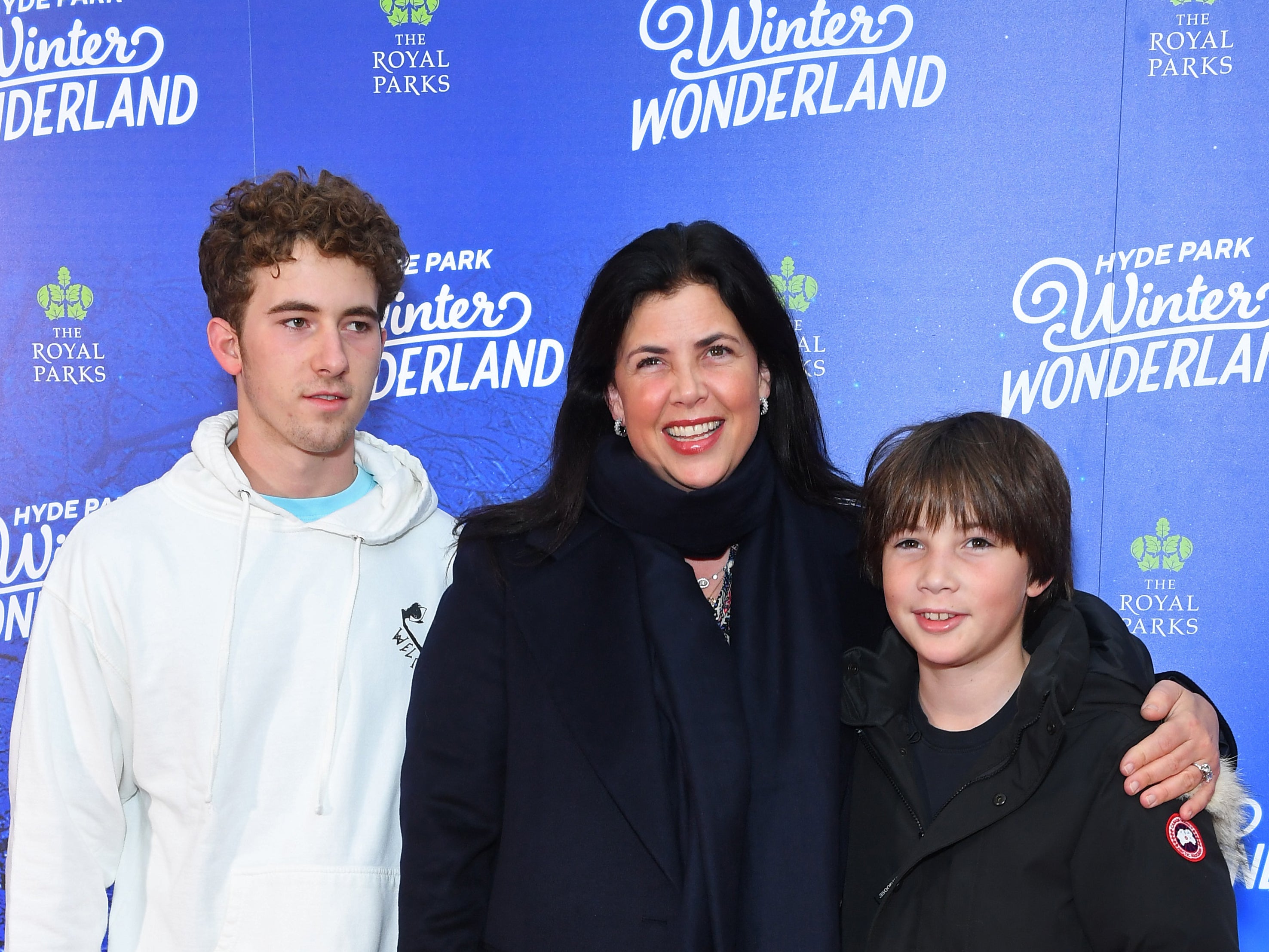 Kirstie Allsopp with her sons at Winter Wonderland, 2021