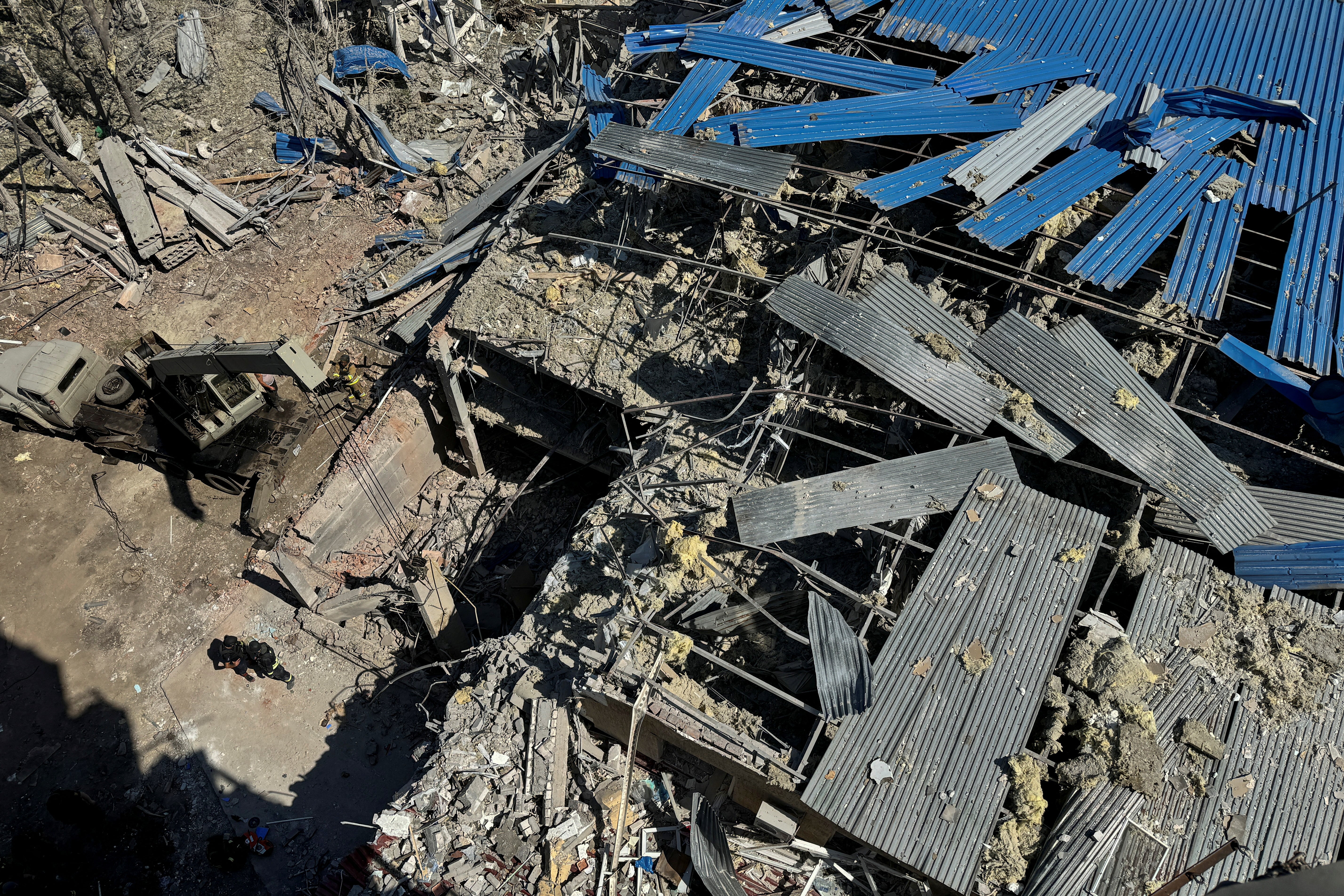 The wreckage from the hotel hit by Russian forces in Kramatorsk