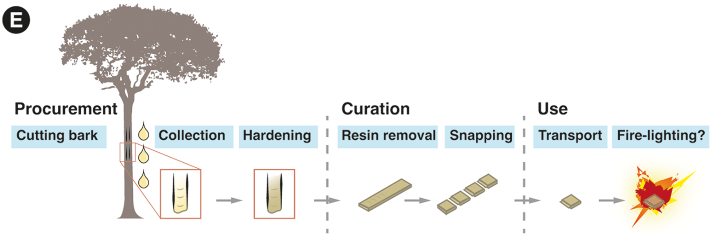 Illustration hypothesising sequence of resin artefact production