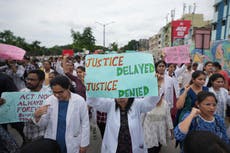 Indian police fire teargas and water cannons at rally against rape and killing of trainee doctor