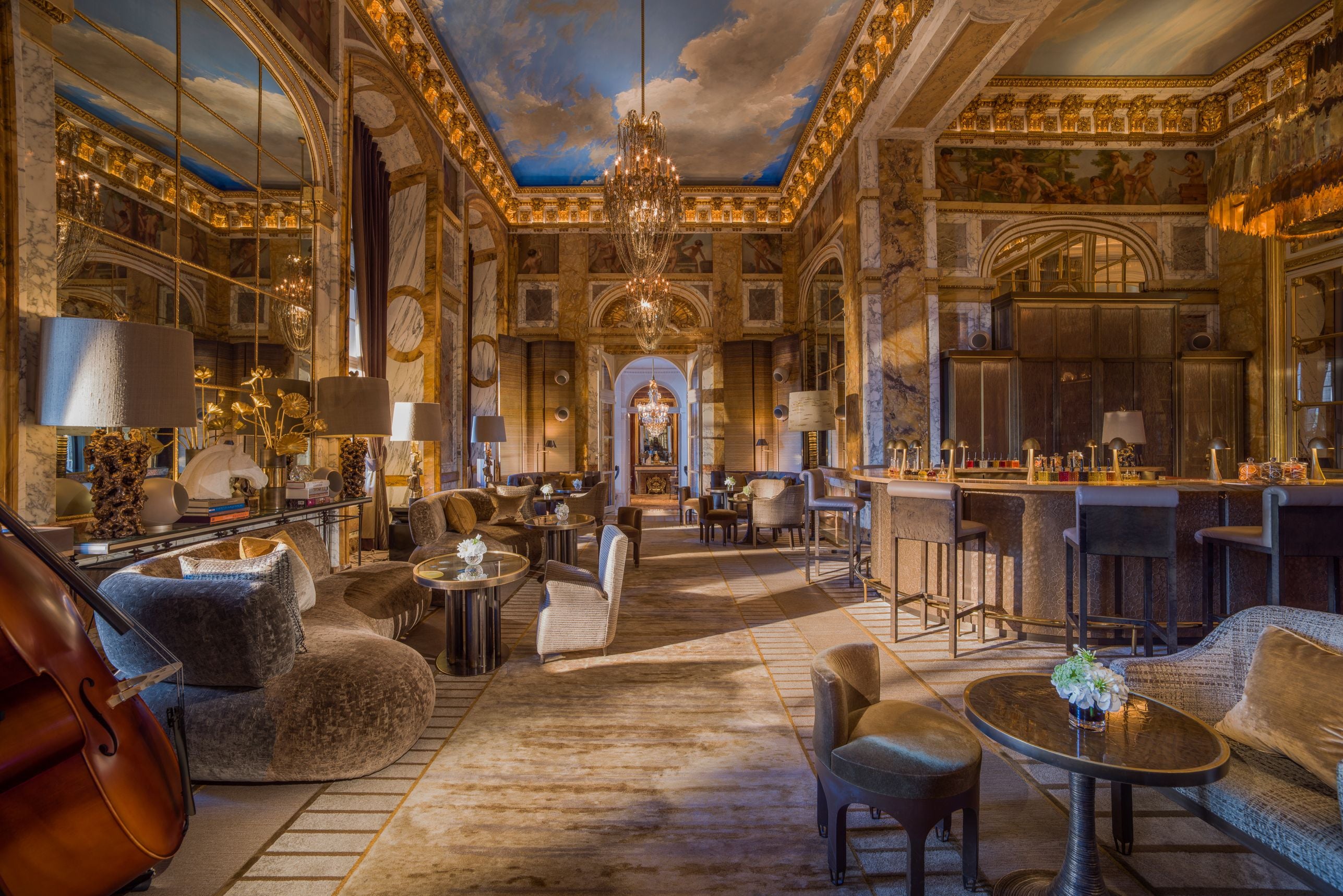 Hotel de Crillon offers ornate surroundings and golden accents