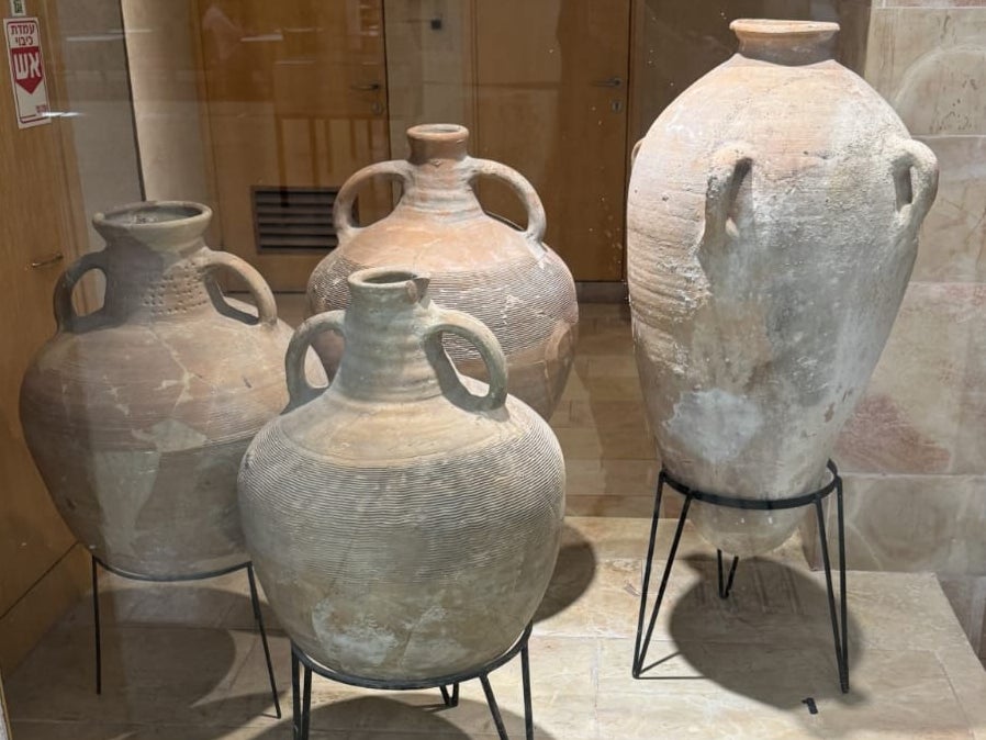 Bronze Age urns in Hecht Museum at the University of Haifa